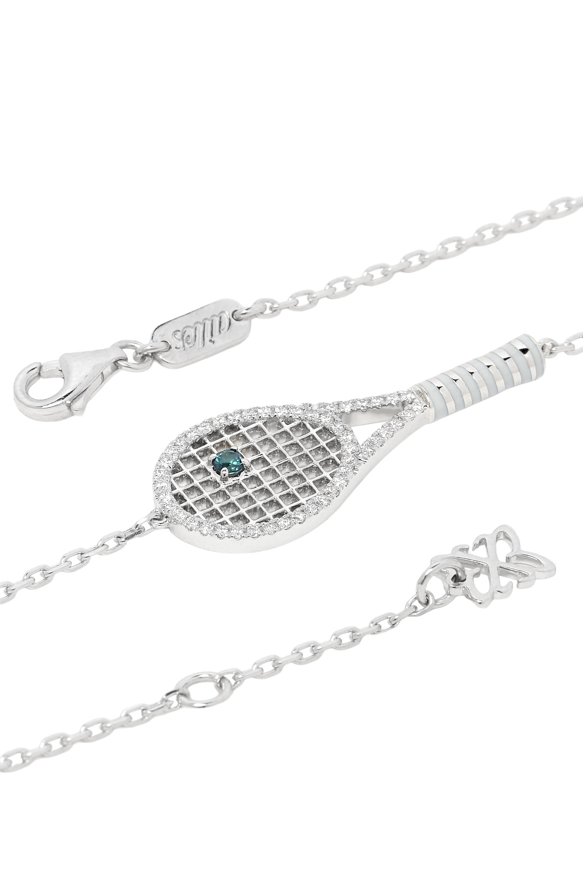 سوار  بتصميم مضرب تنس مرصع بماس، ذهب أصفر عيار 18