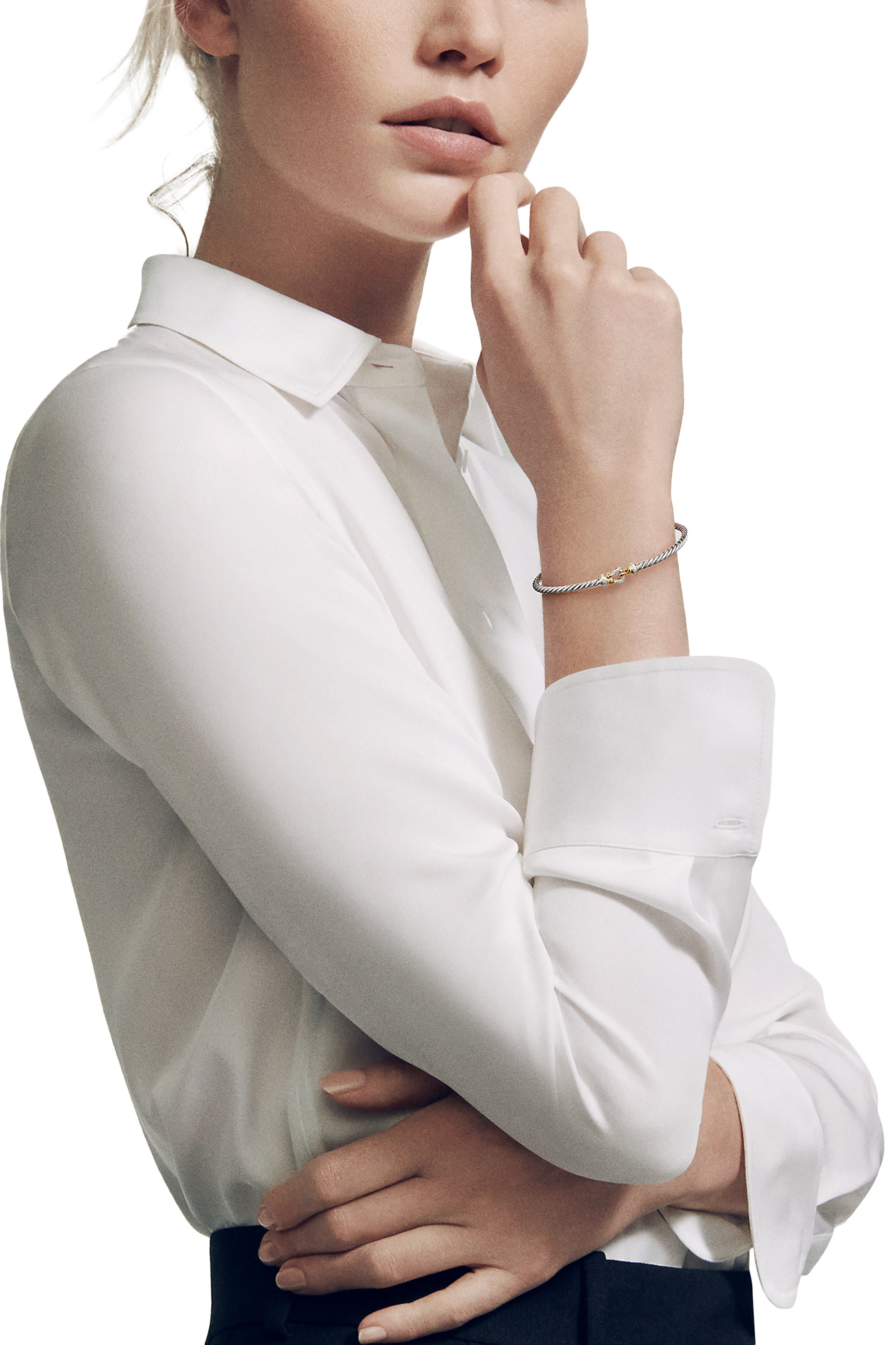 سوار بمشبك مرصع بالماس فضة إسترلينية وذهب عيار 18 قيراط