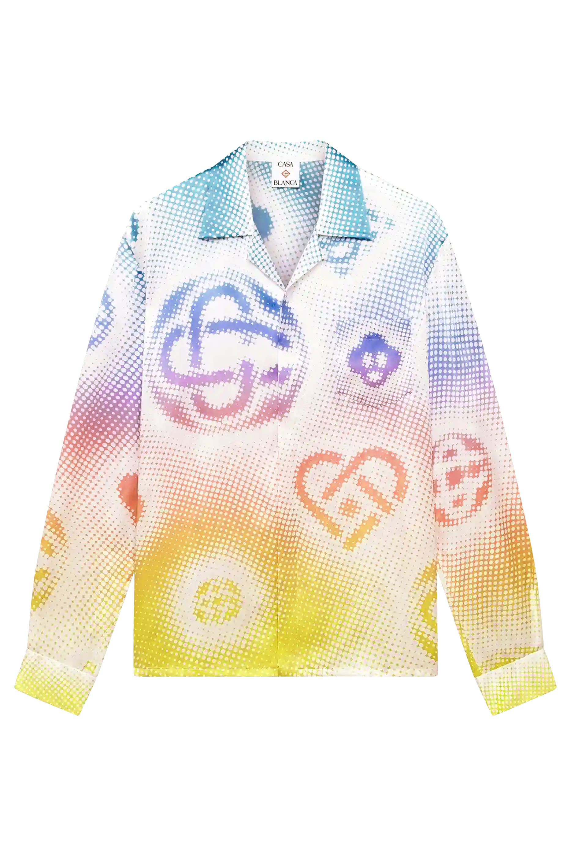 Halftone Logo Long Sleeves Silk Shirt