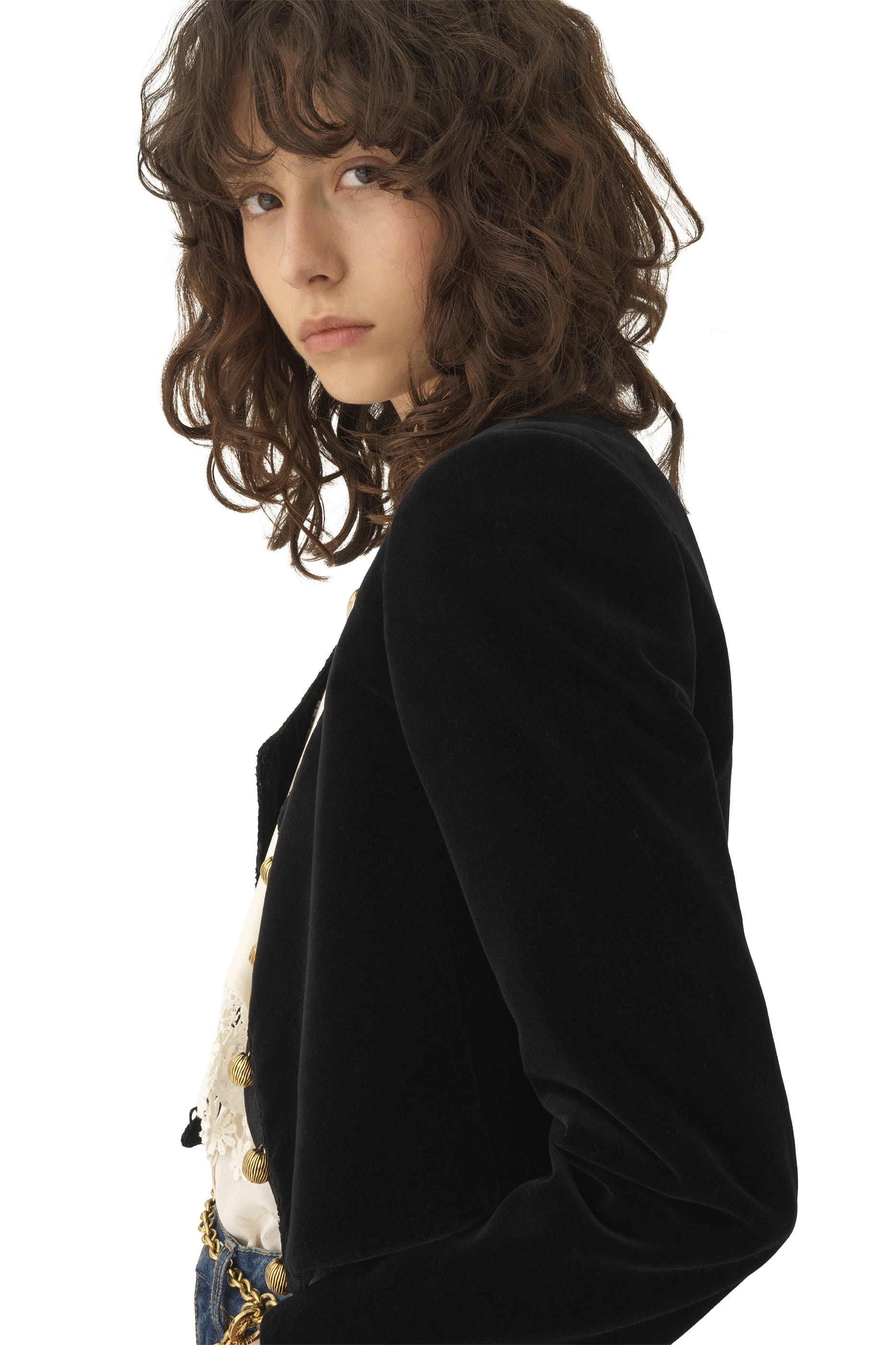 جاكيت سبنسر بقصة قصيرة قماش مخملي