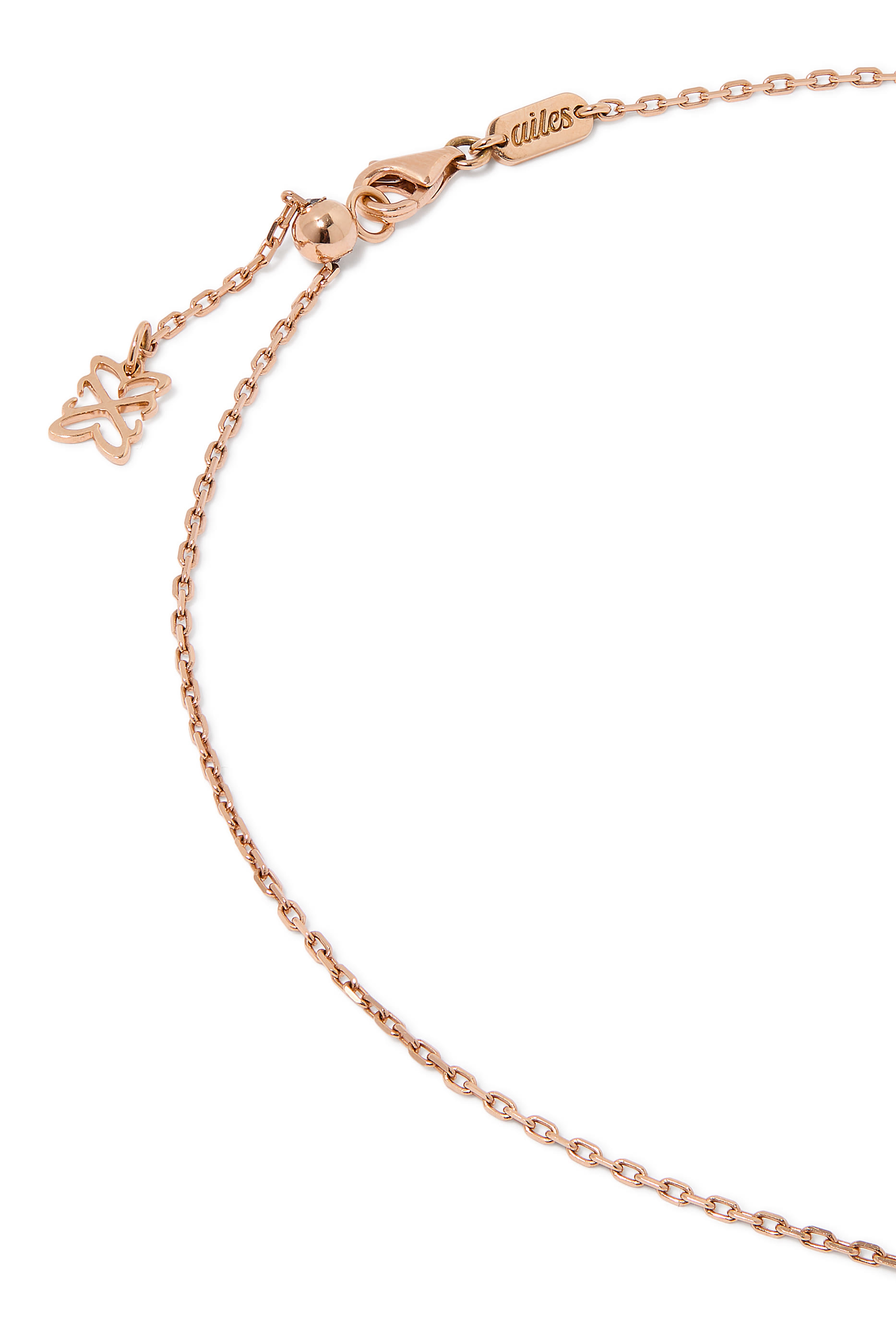 قلادة بحلية بتصميم دمبل مرصعة بالياقوت ومطلية بمينا ذهب وردي عيار 18