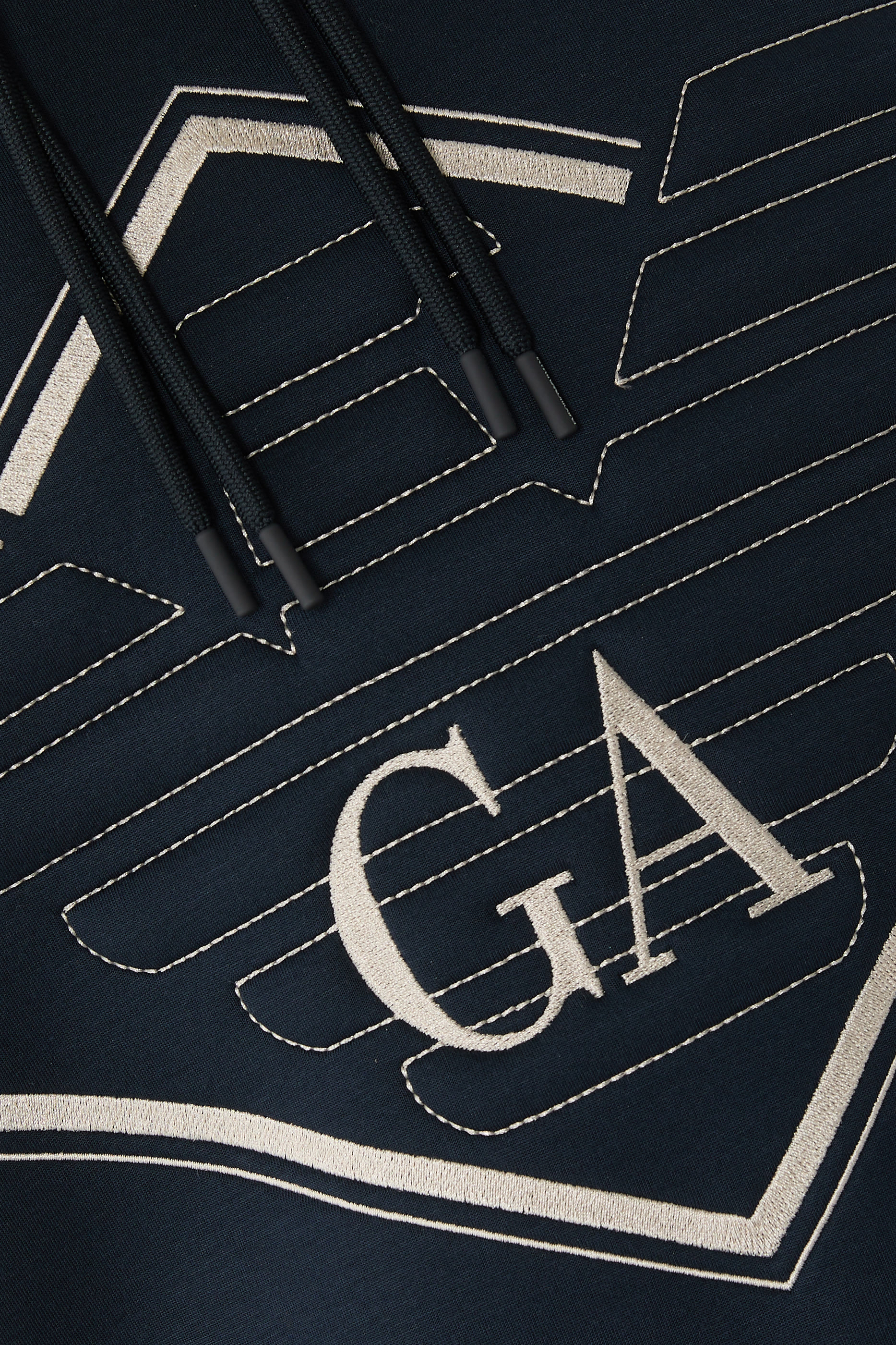 سويت شيرت بغطاء رأس وشعار الماركة بحجم كبير جيرسيه مزدوج