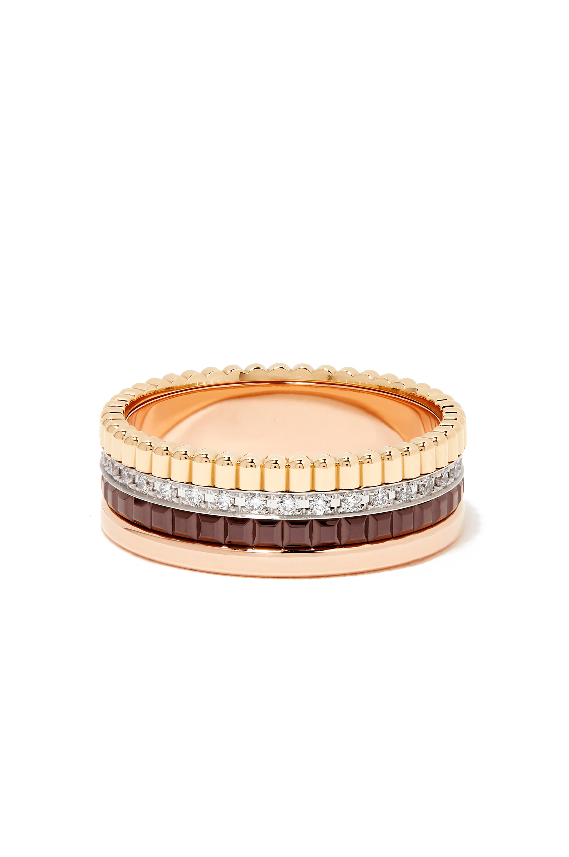 خاتم كاتر كلاسيك صغير مرصع بالماس ذهب مختلط عيار 18