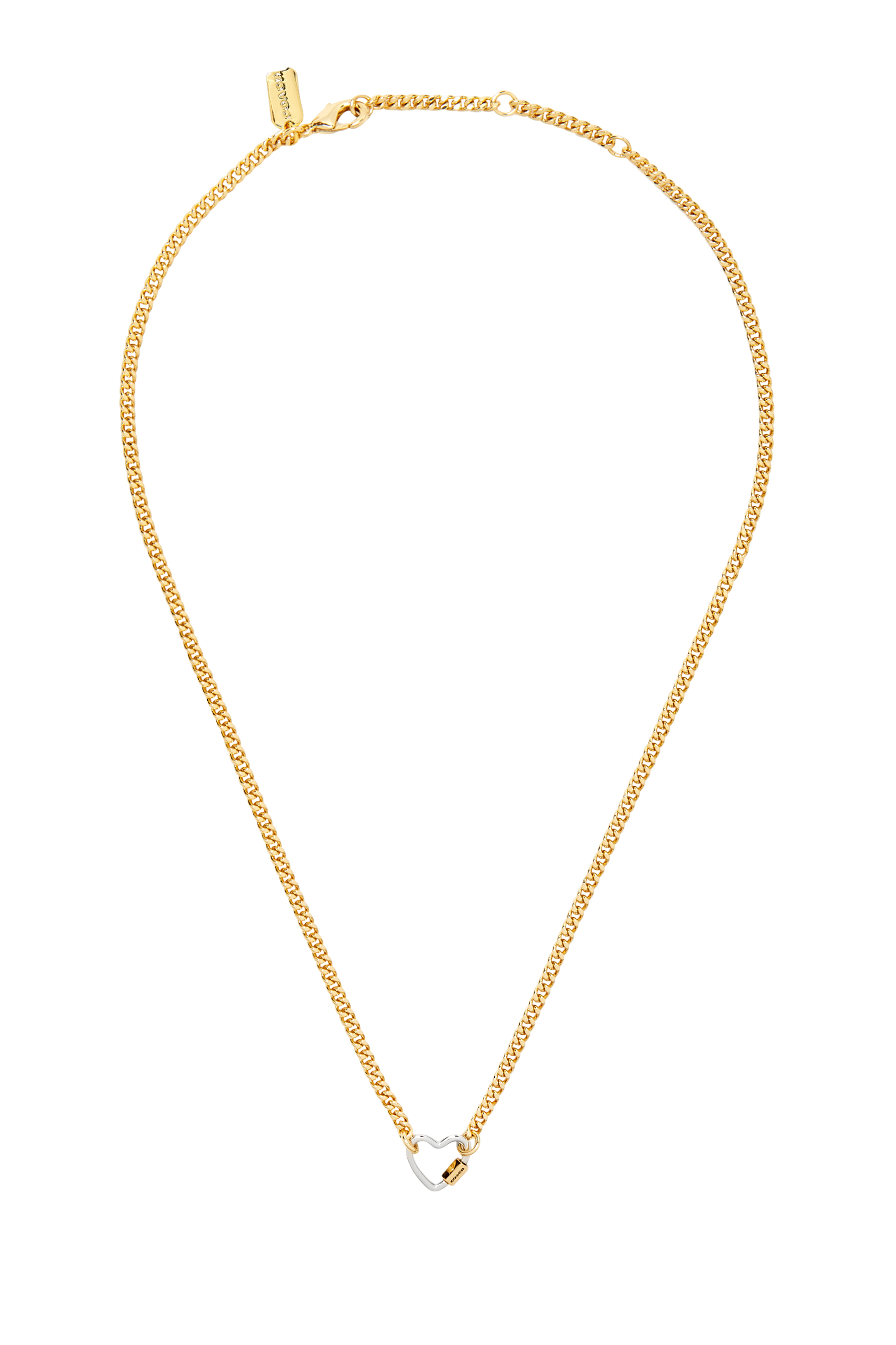 قلادة كارابينر ريكس بحلية بتصميم قلب بشعار الماركة، معدن