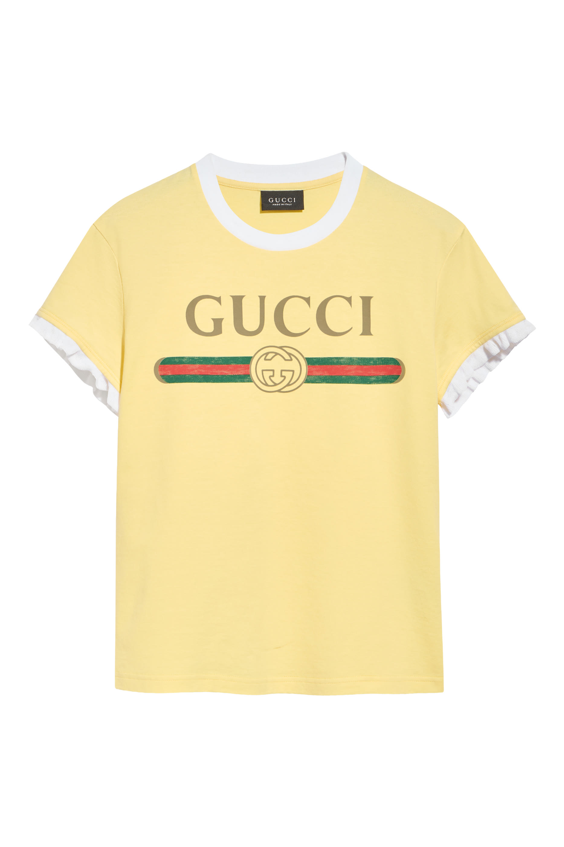 تيشيرت بطبعة شعار الماركة مزين بكشكش