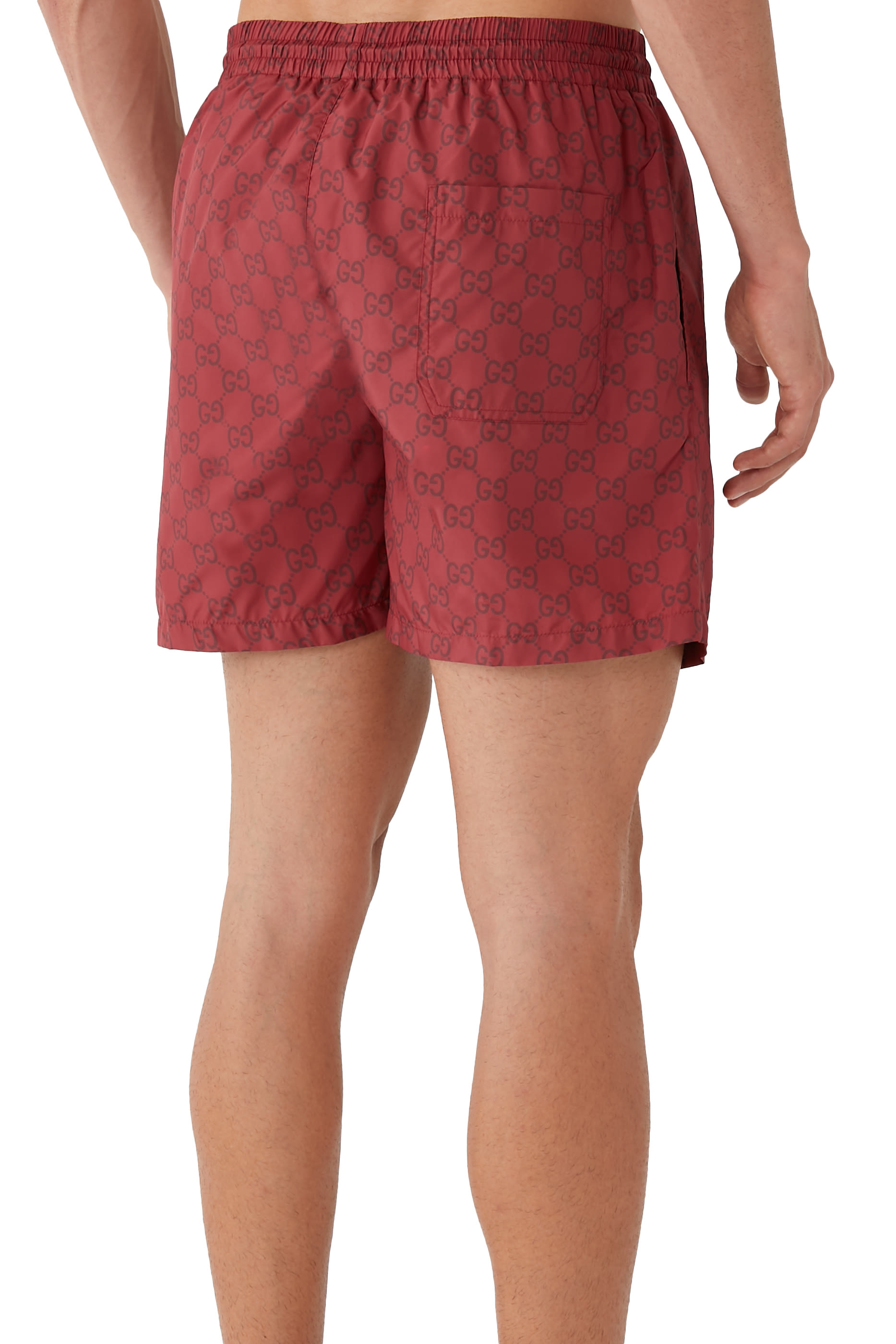 شورت سباحة بنقشة حرفي شعار الماركة نايلون