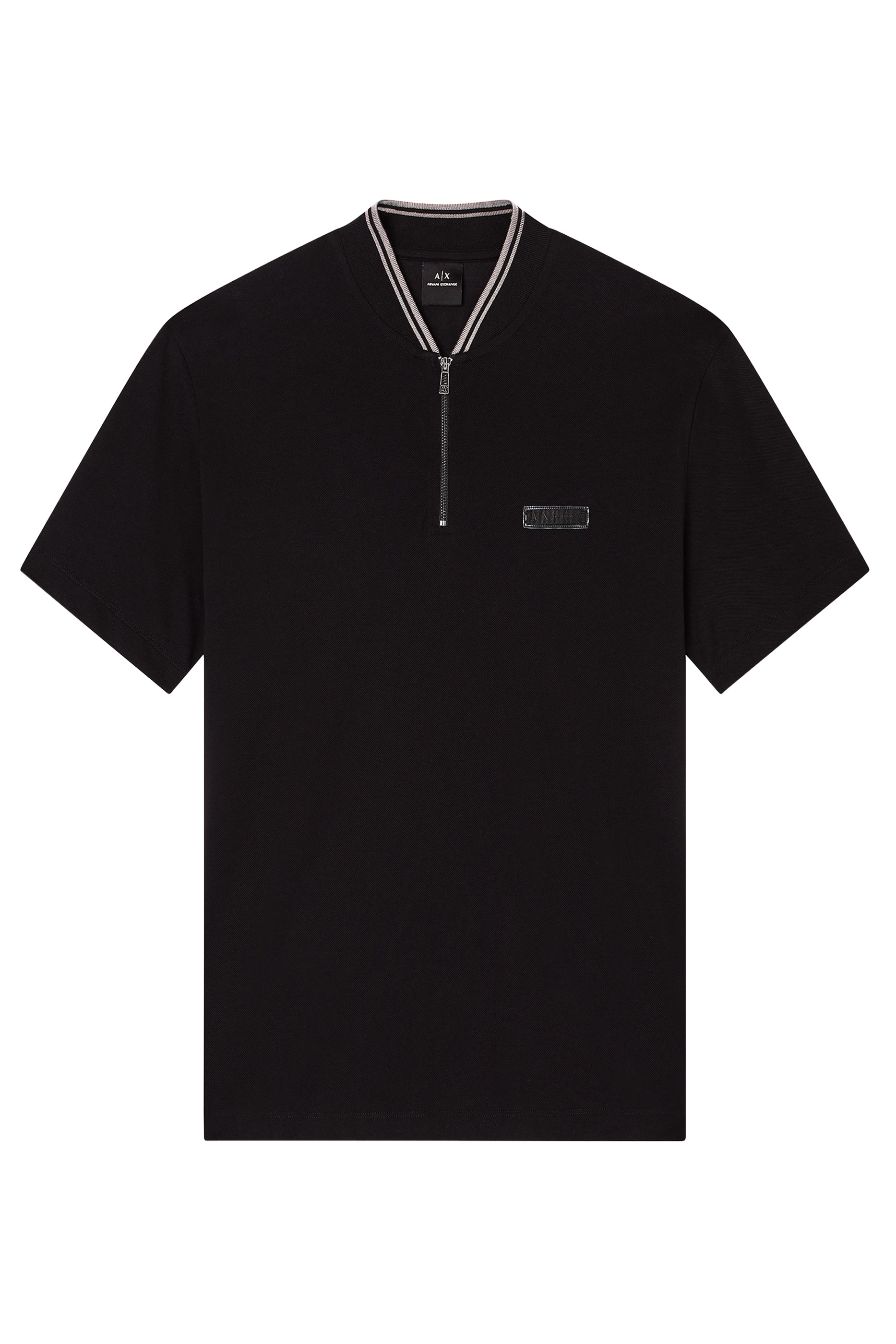 Zip-Up Pique Polo Shirt
