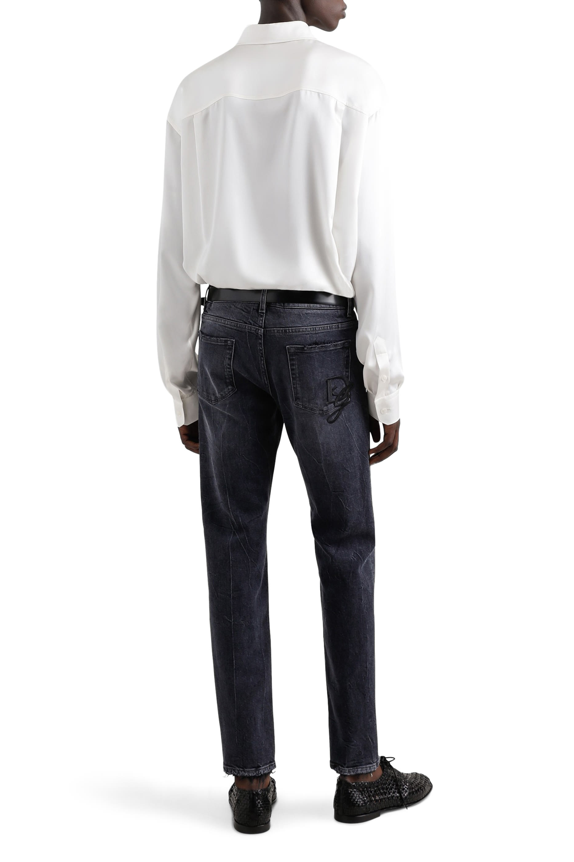 بنطال جينز بتطريز شعار الماركة وقصة ضيقة قطن مطاطي