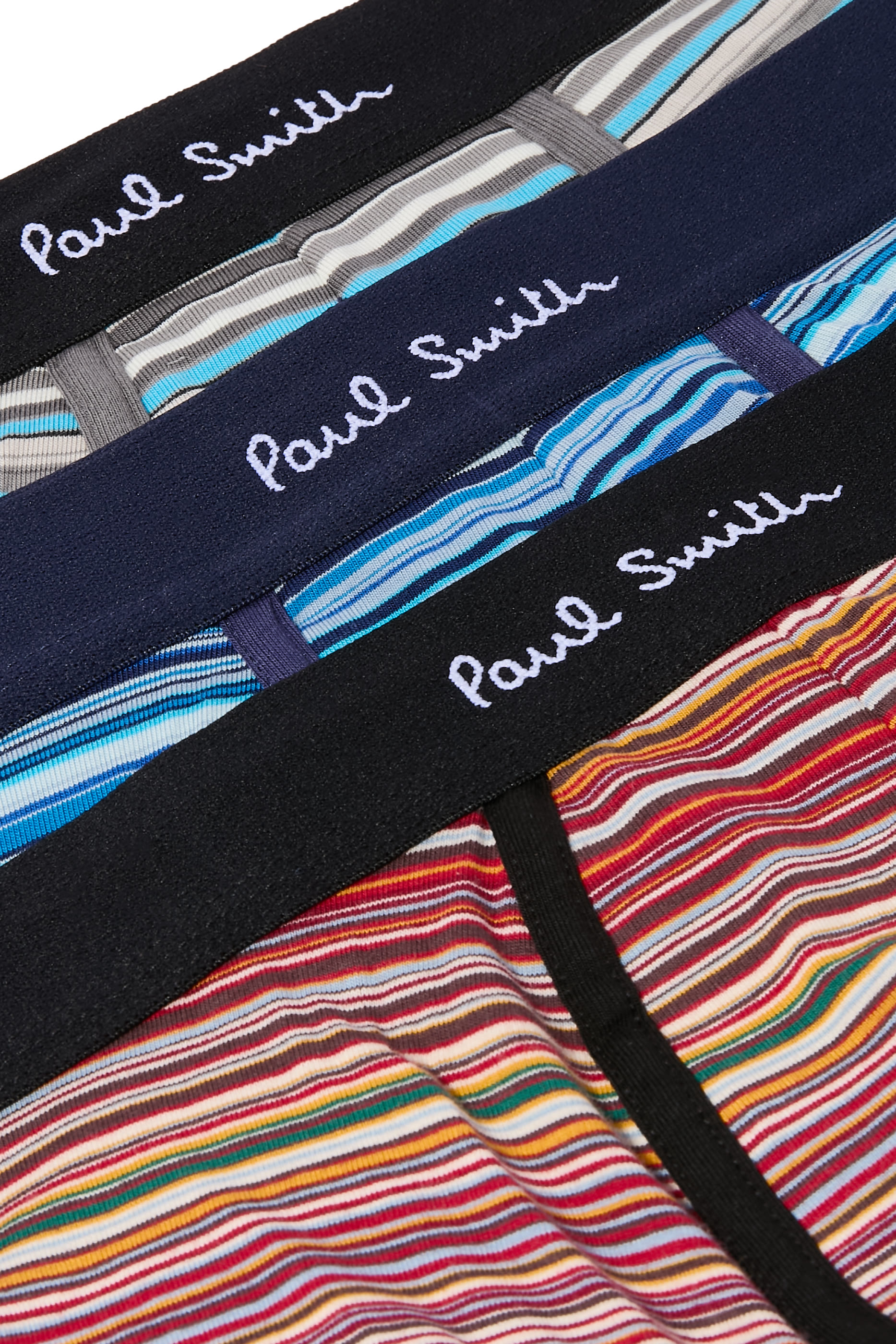 طقم بوكسر مخطط بشعار الماركة وخصر منخفض قطن عضوي، ثلاث قطع