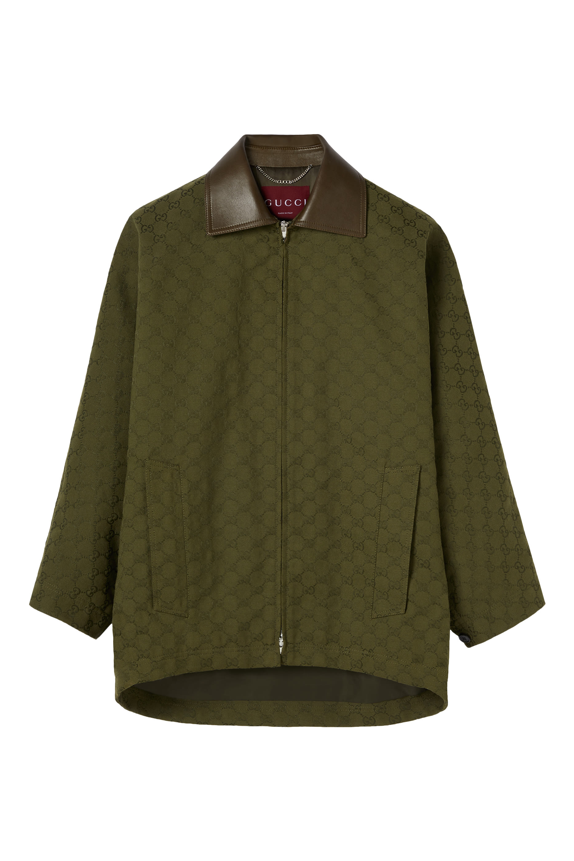 جاكيت قماش قنب بنقشة حرفي شعار الماركة