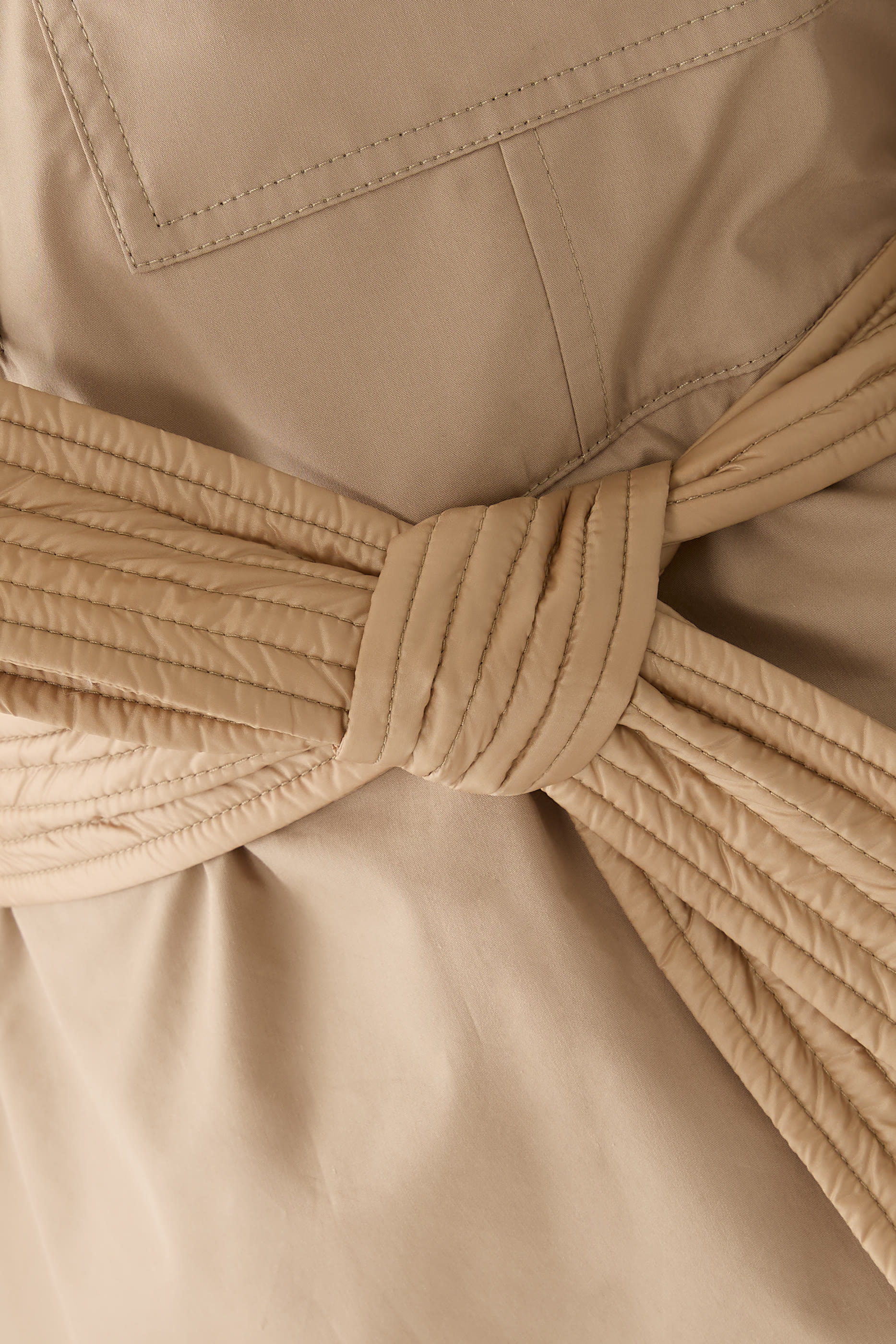 فستان بحزام متوسط الطول بوبلين