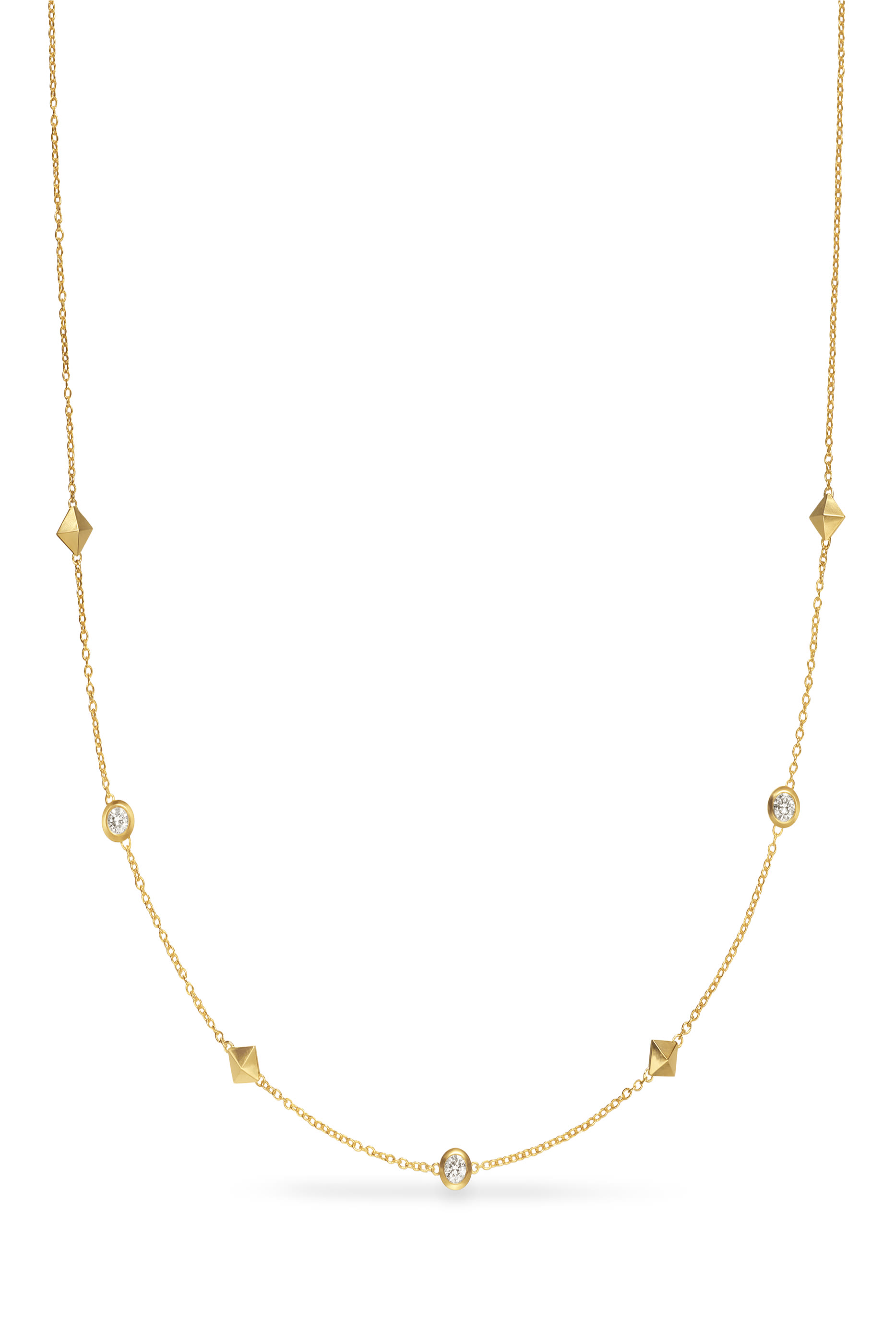 قلادة بيتيت مودرن رونيسانس ستيشن بحلي هرمية، ذهب أصفر عيار 18