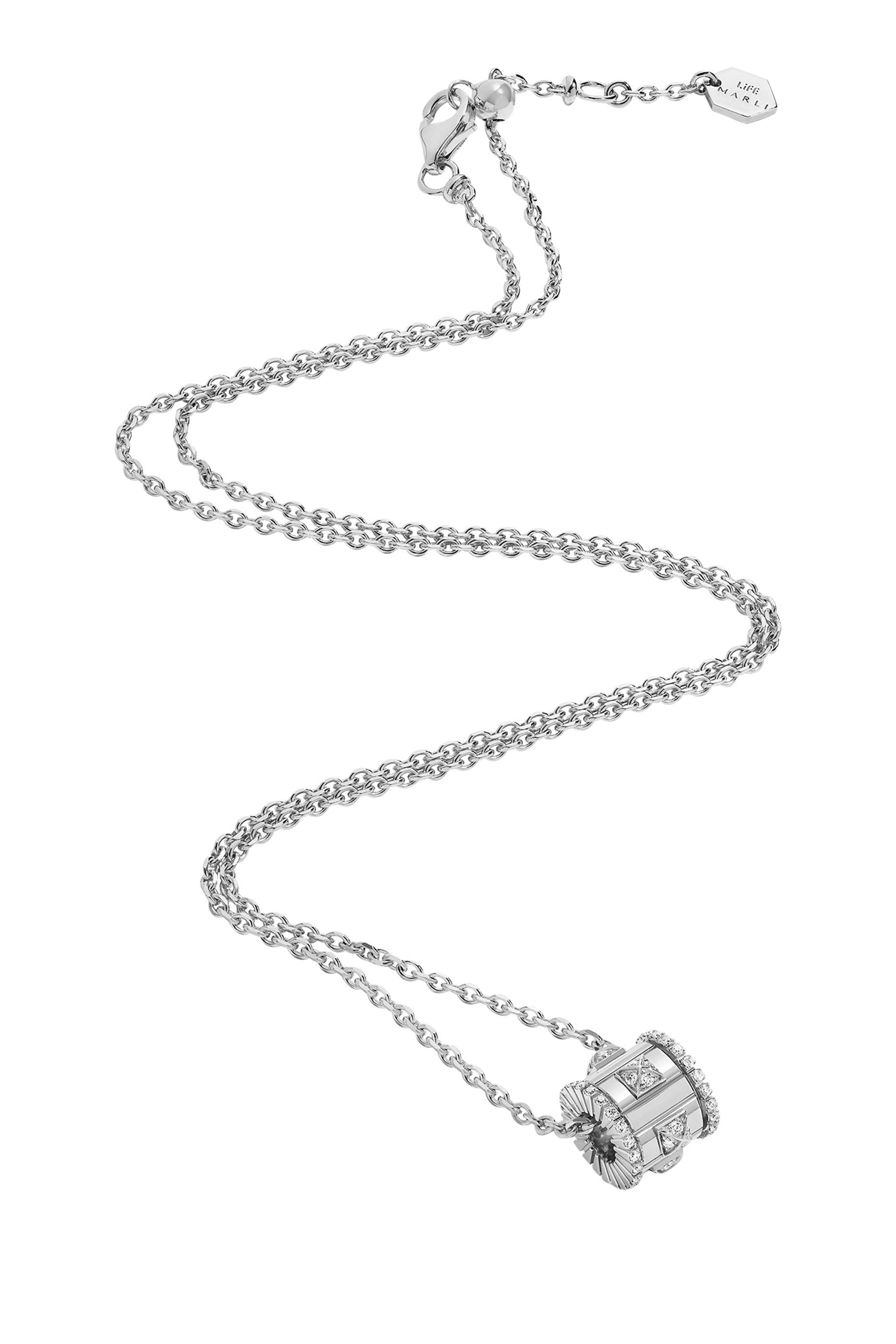 قلادة لايف بدلاية مرصعة بالماس ذهب أبيض عيار 18