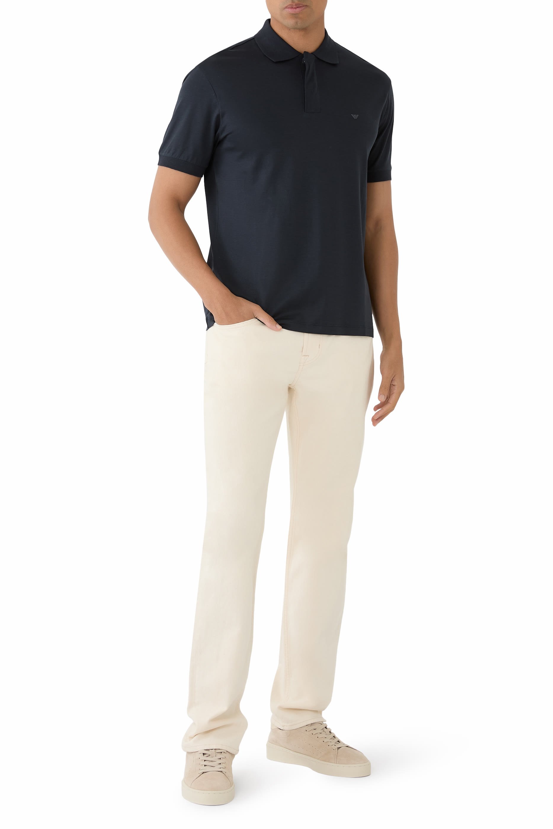 قميص بولو برقعة شعار رأس النسر صغيرة