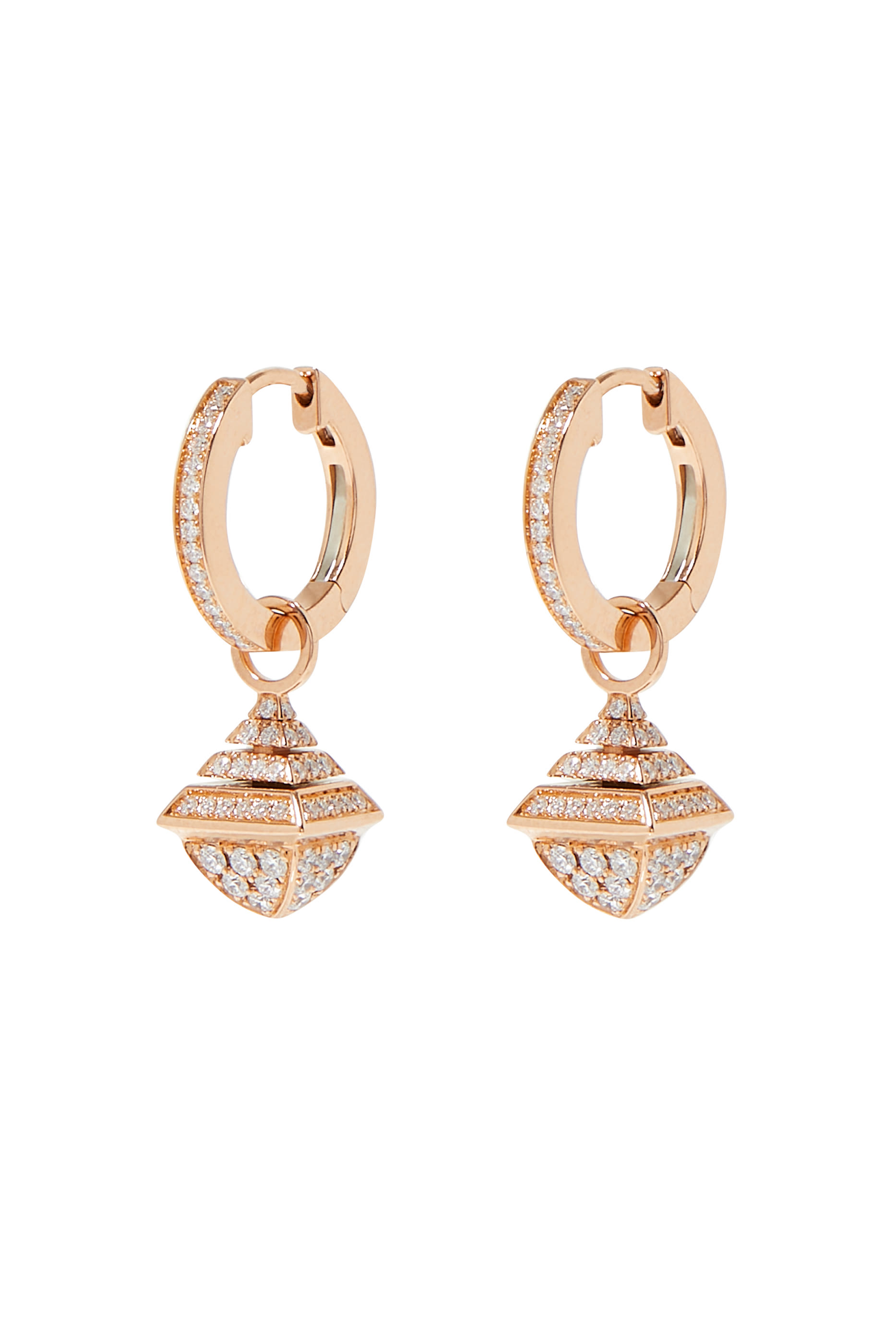 أقراط كليو ريف صغيرة مرصعة بالماس ذهب وردي عيار 18