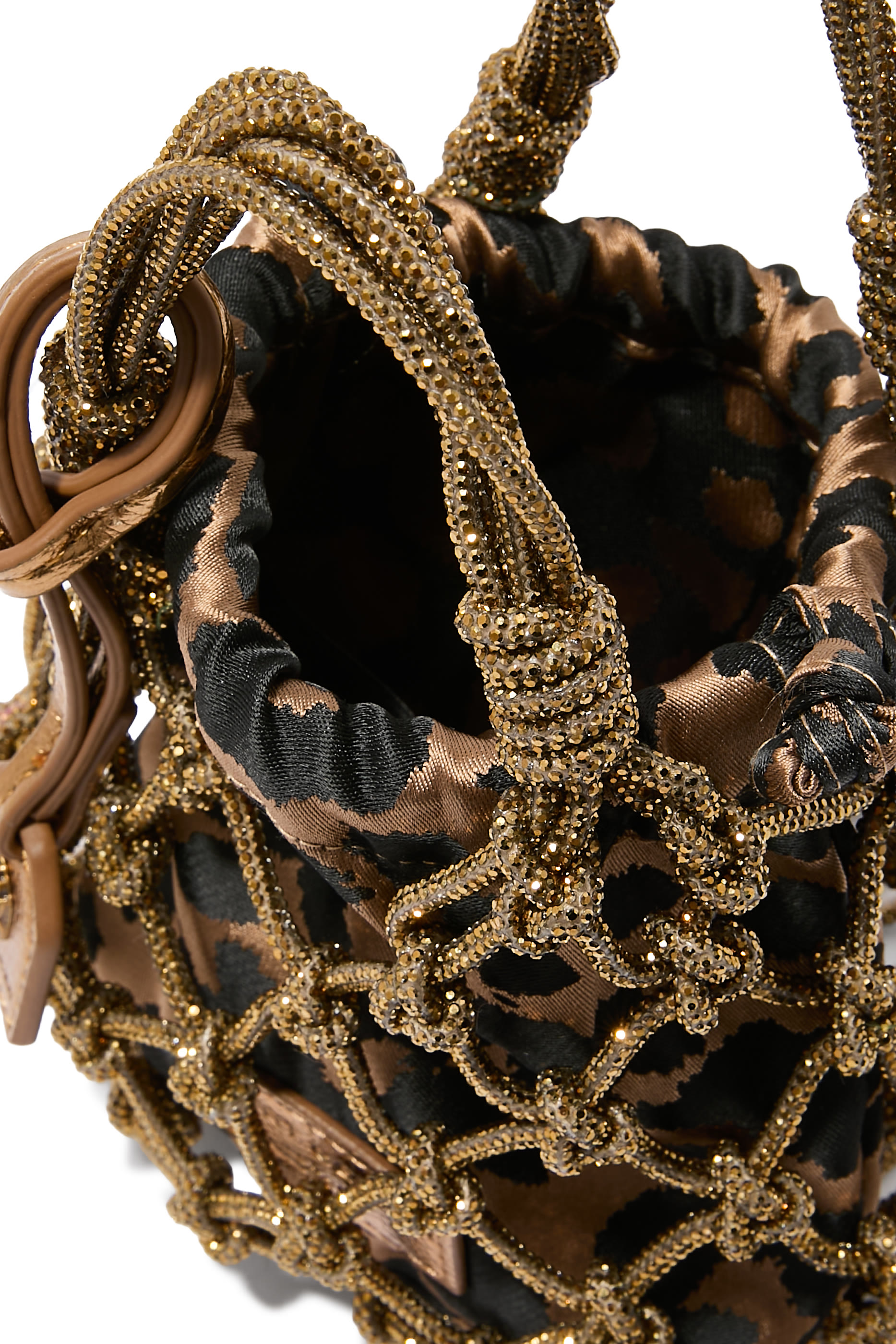 حقيبة صغيرة بكريستال ومكرمية