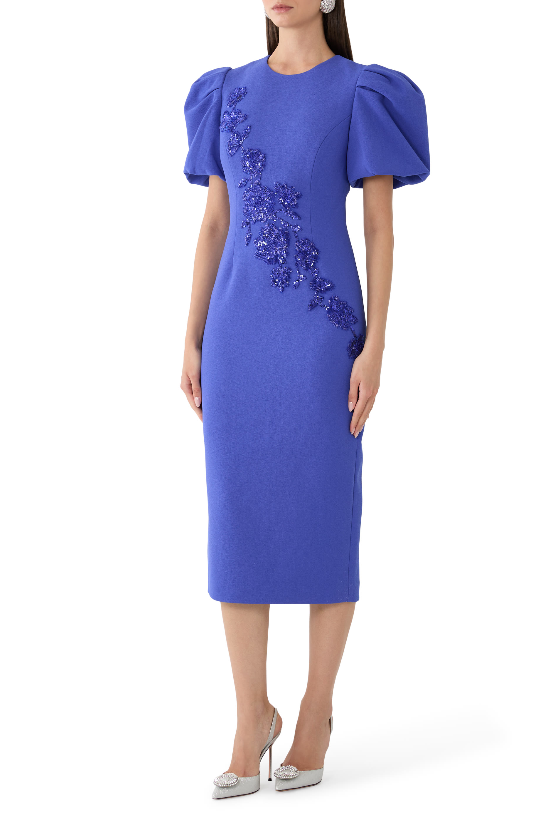 فستان إيفولت متوسط الطول بأكمام منفوخة