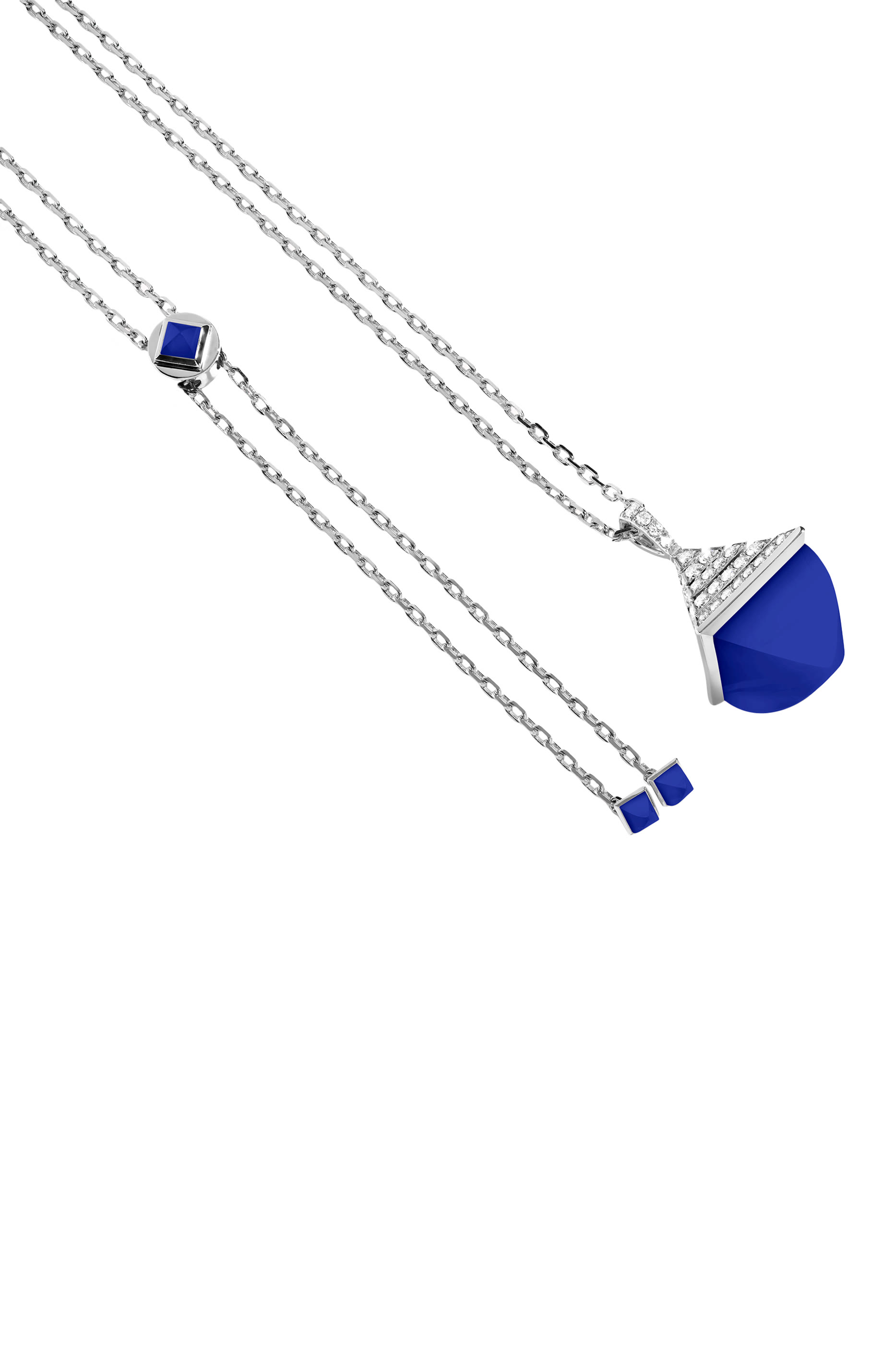 قلادة كليو بدلاية ريف ميدي مرصعة بالماس واللازورد ذهب أبيض عيار 18