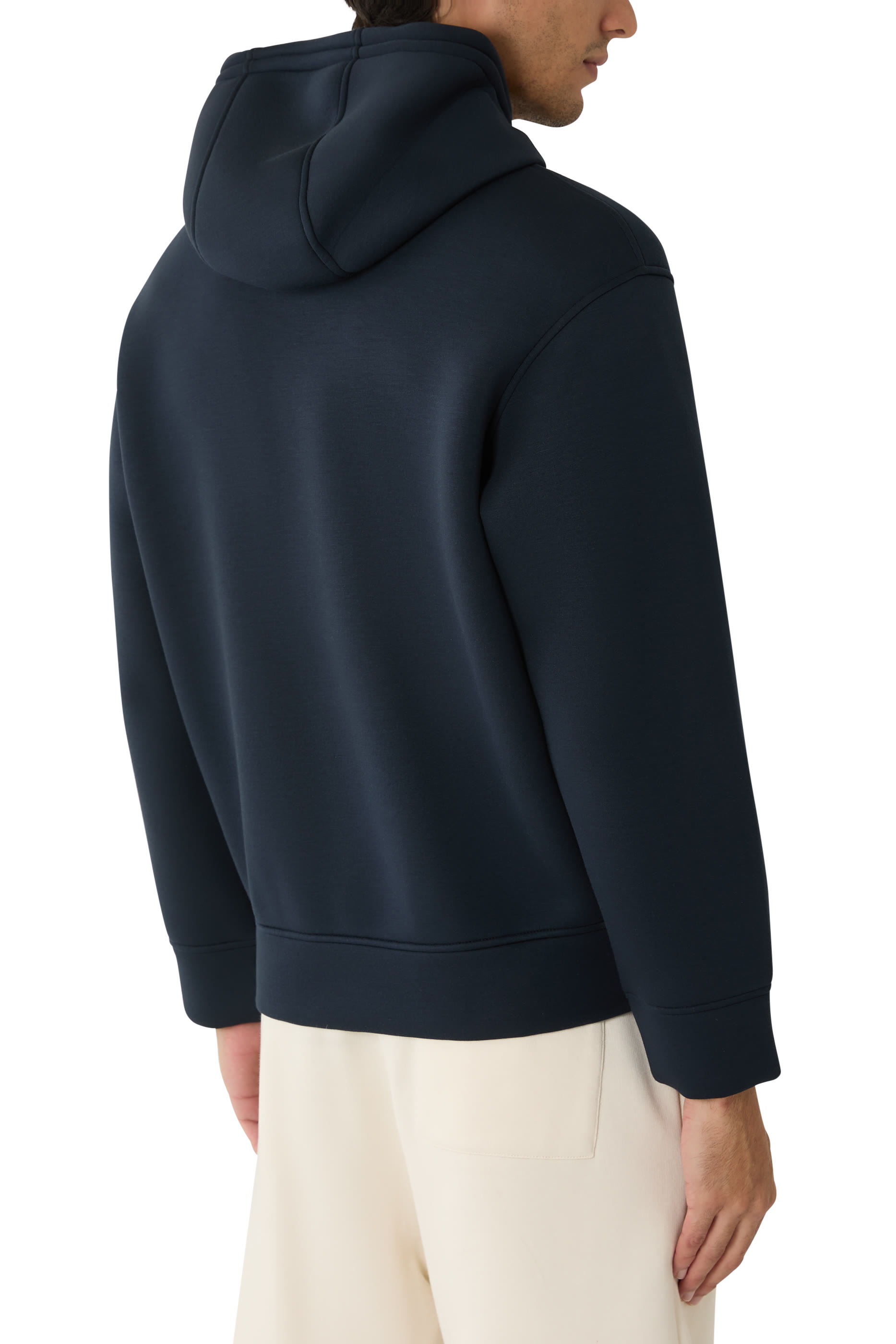 سويت شيرت بغطاء رأس وشعار الماركة بحجم كبير جيرسيه مزدوج