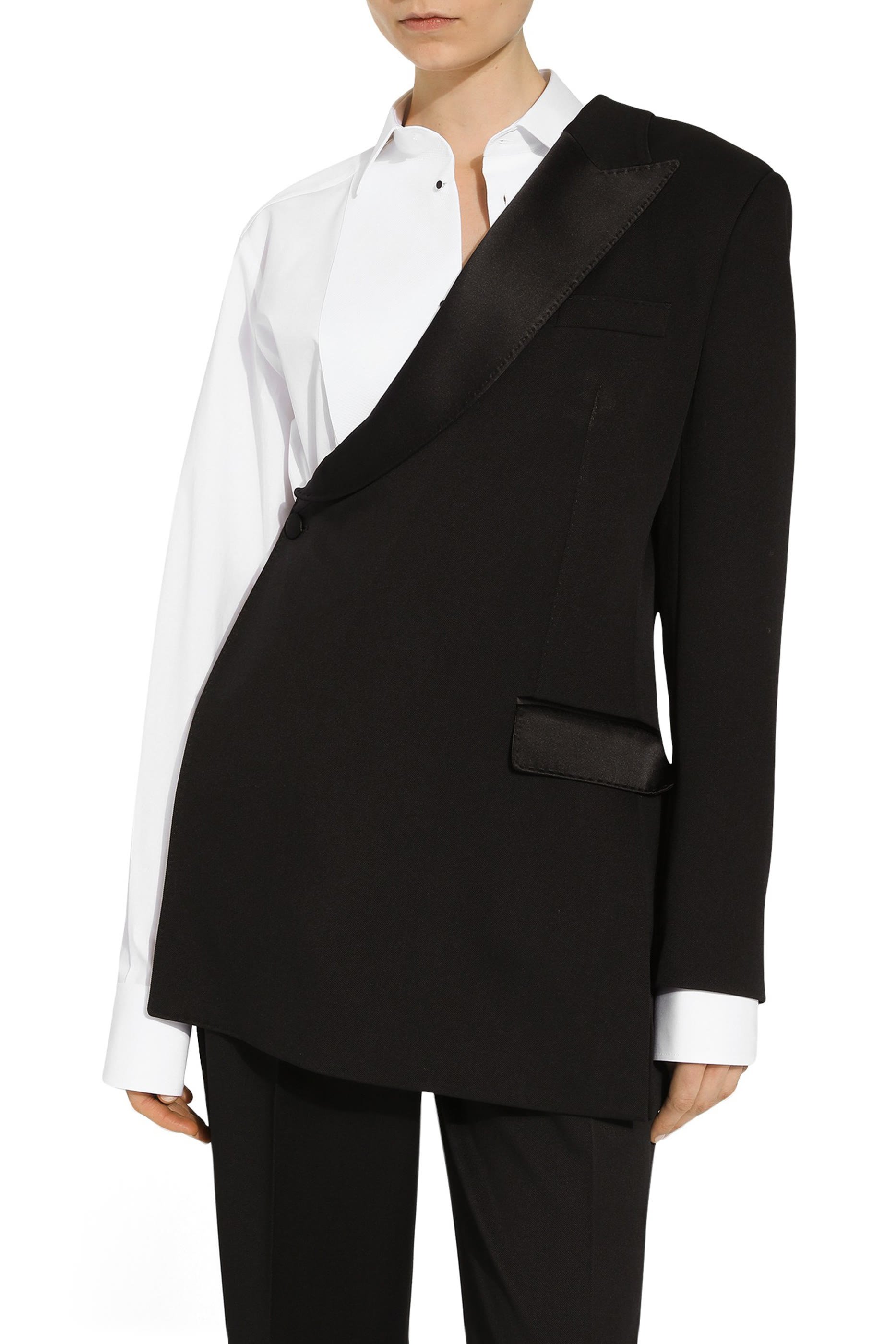 جاكيت غابردين صوف بكتف واحد