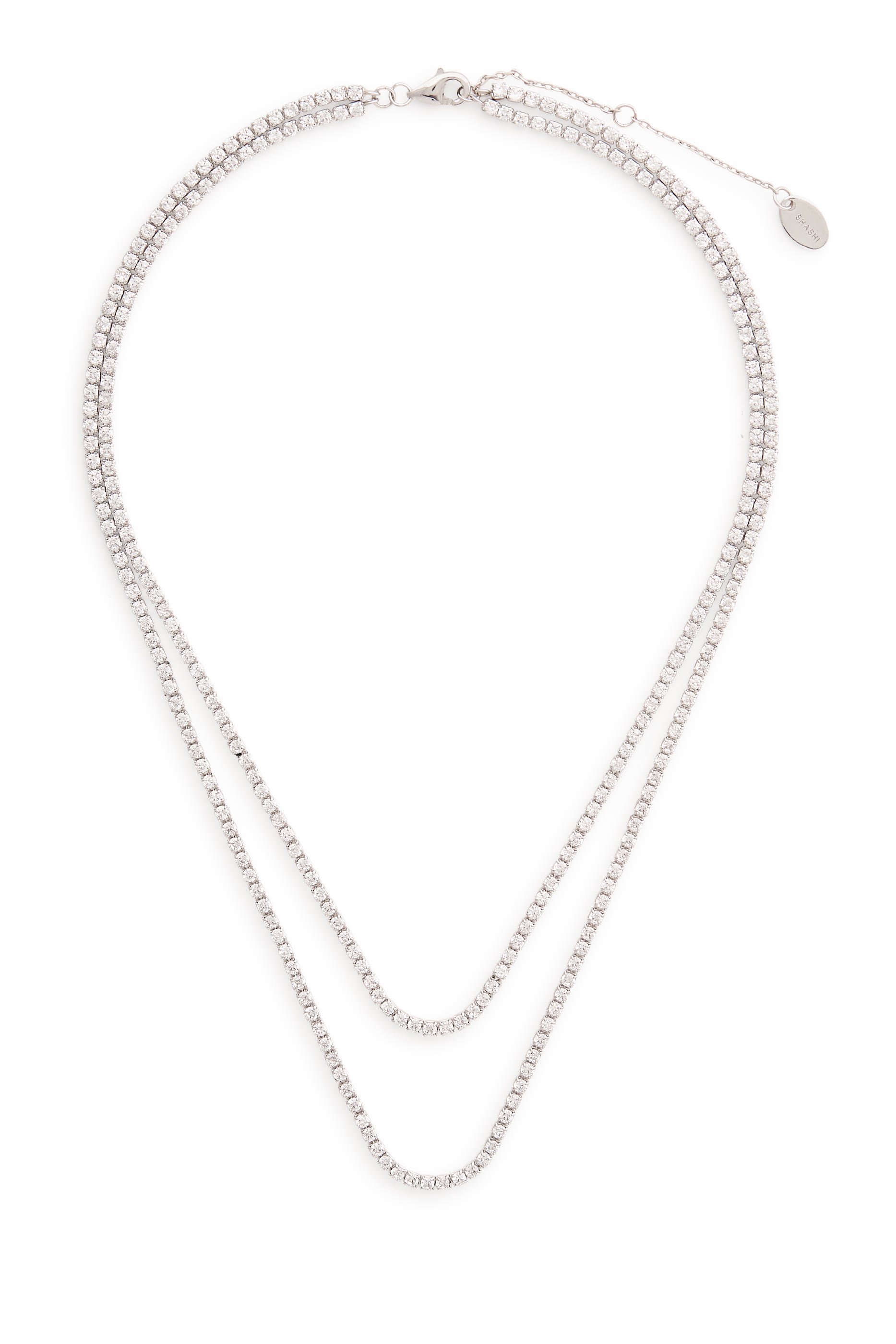 قلادة تنس بطبقات مرصعة بأحجار زركونيا مكعبة، فضة إسترلينية وAAAA+