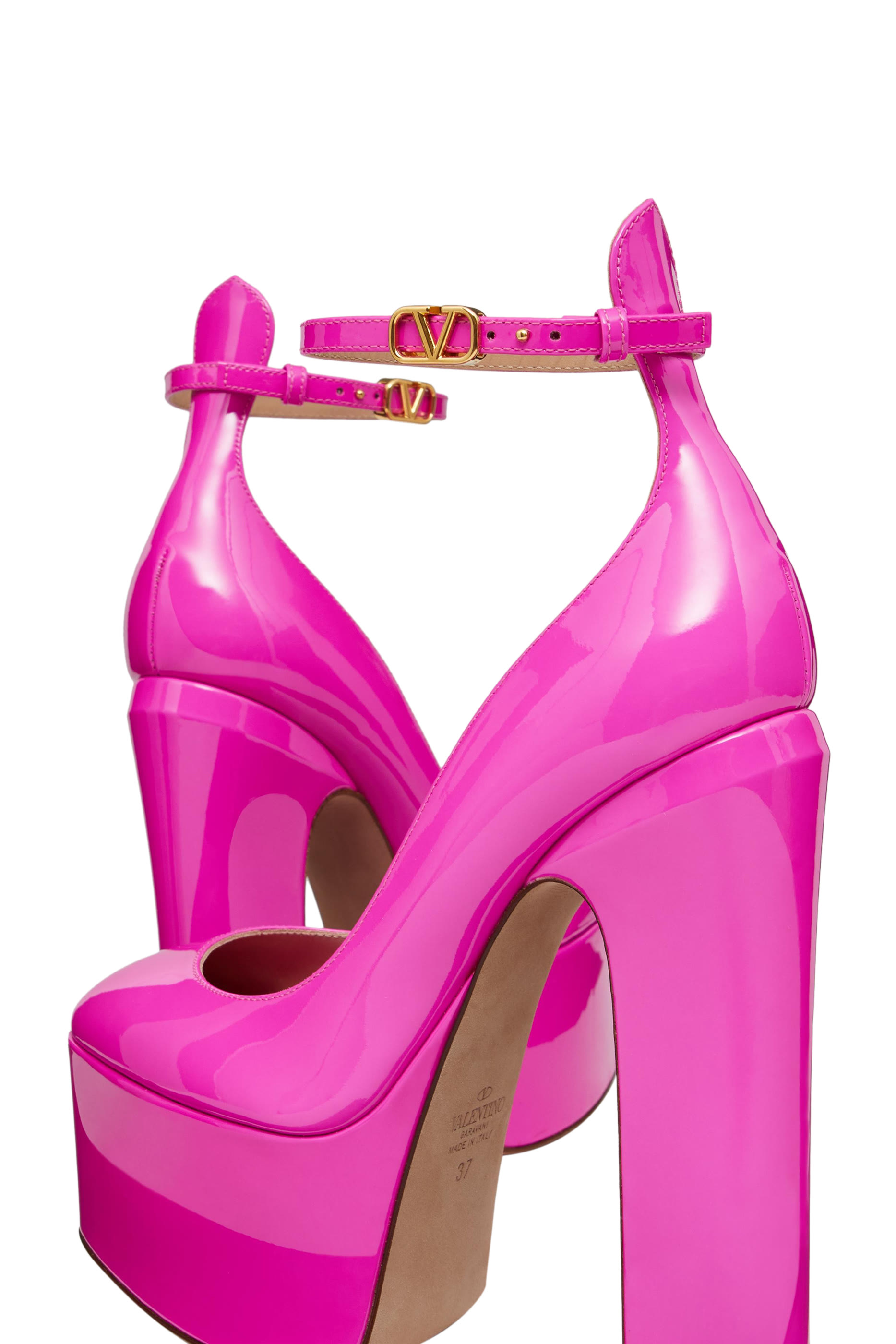 حذاء كلاسيك فالنتينو جارافاني ديسكو بوكس جلد لامع بكعب عالي مقاس 180 مم