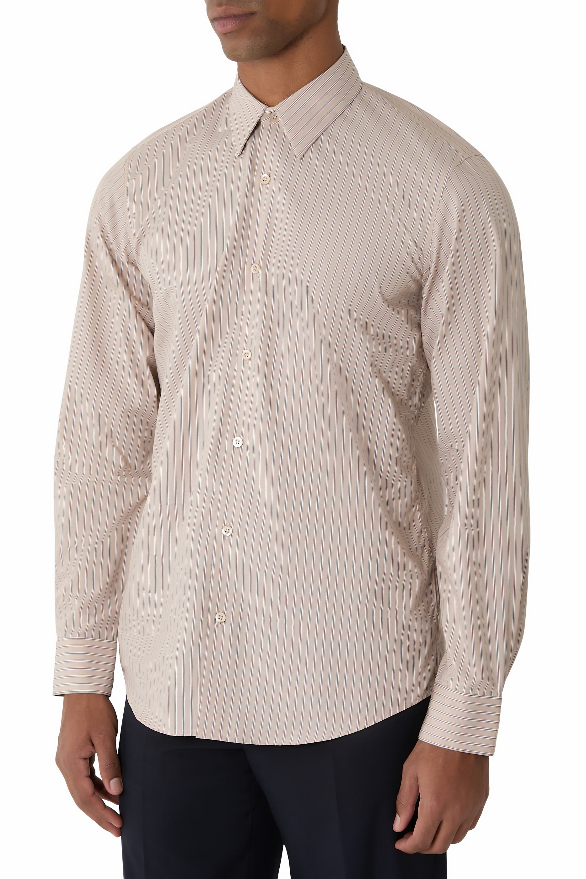  قميص مخطط بأكمام طويلة