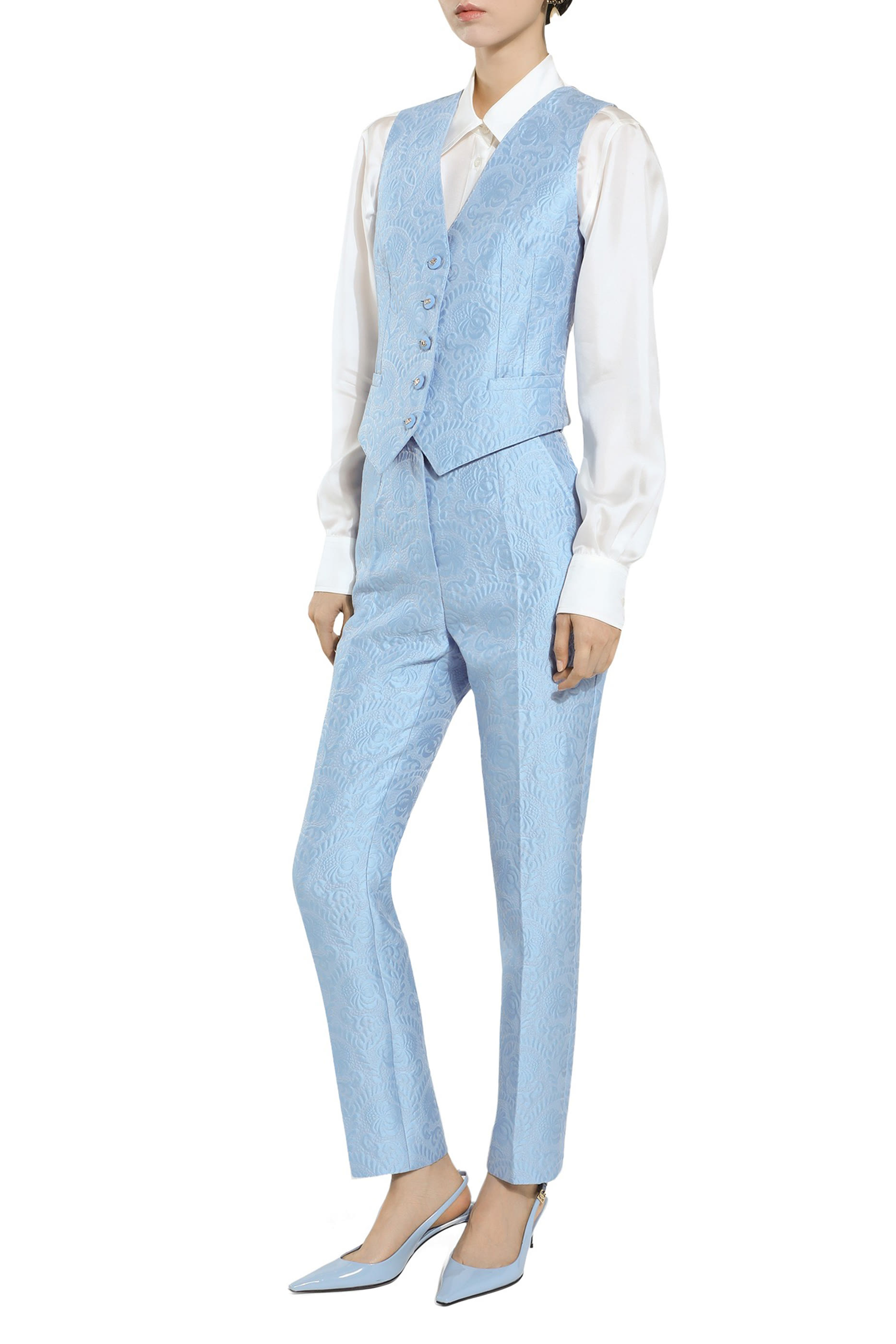 بنطال مبطن بطبعات زهور قماشي جاكار