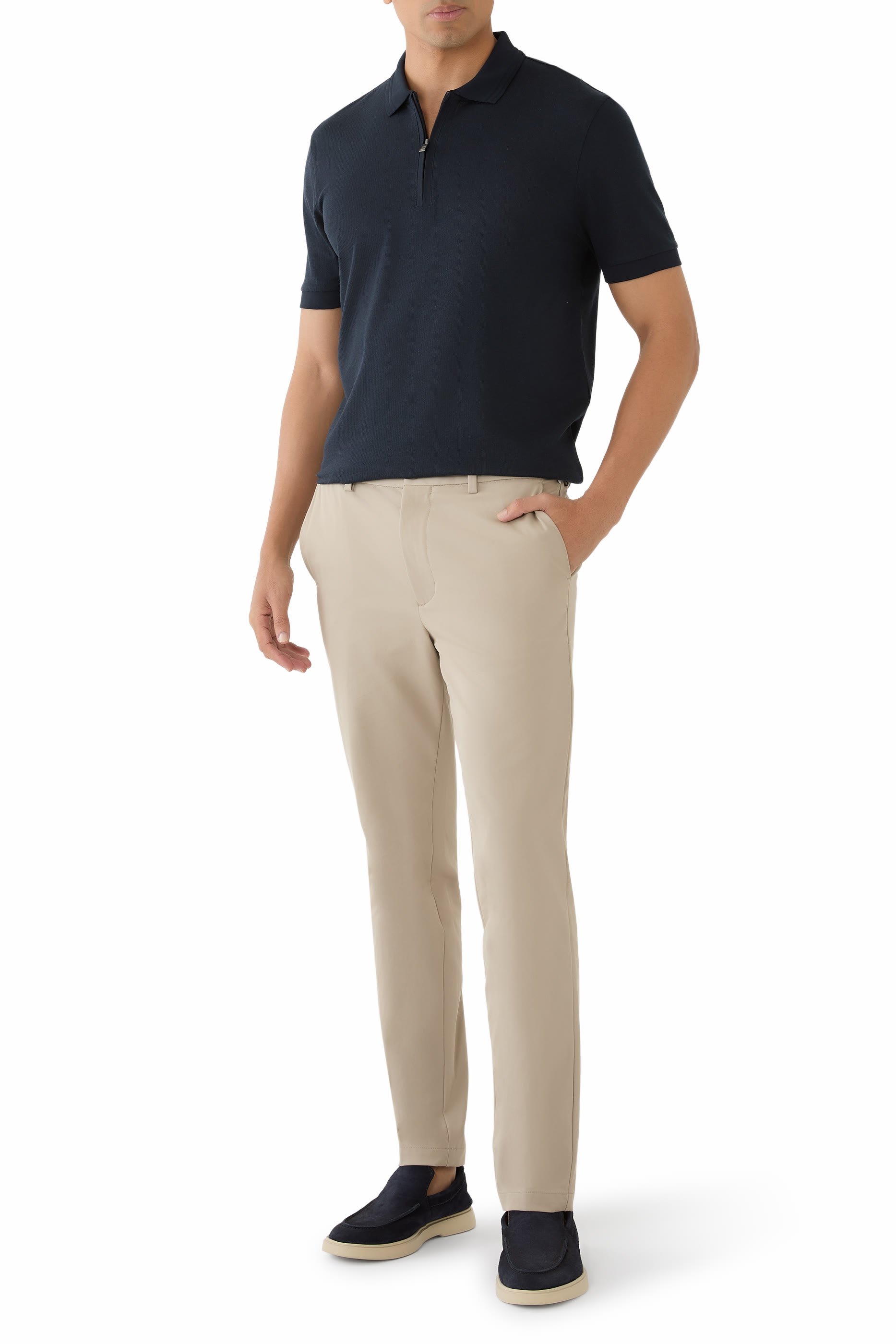 قميص بولو بسحاب أمامي