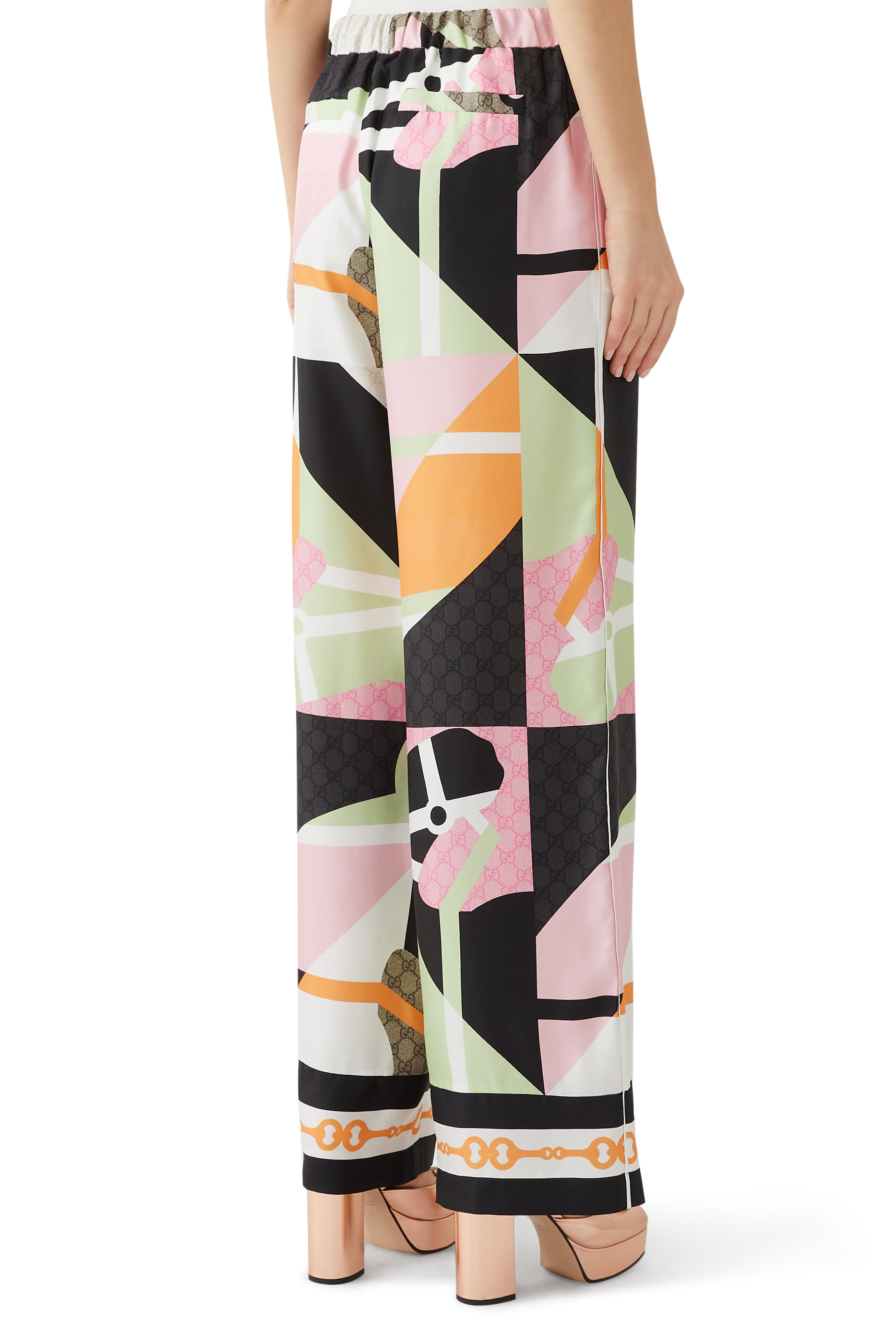 بنطال حرير بنقشة أحصنة