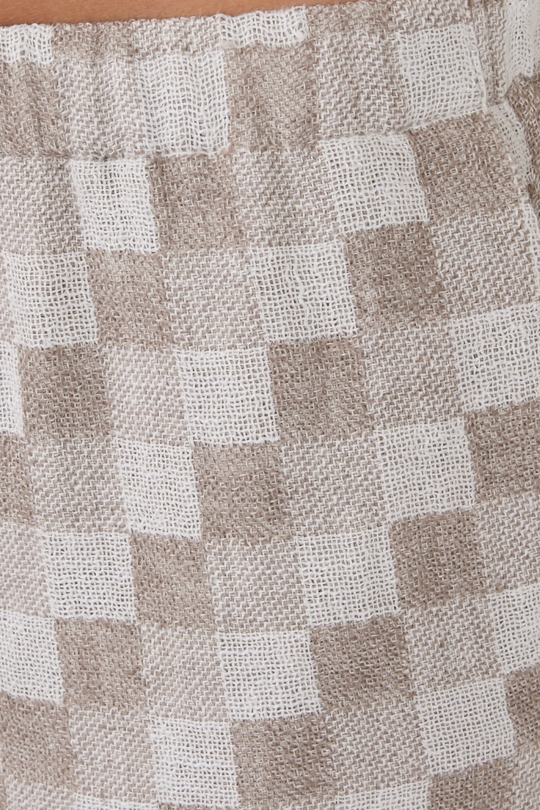 Check Pattern Linen Gauze Wide Trousers