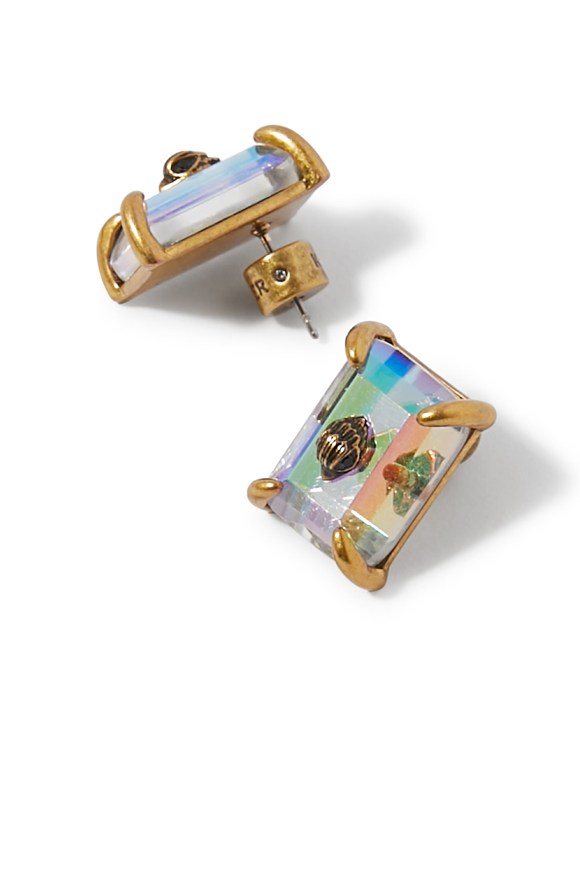 أقراط مرصعة بكريستال كبير، معدن