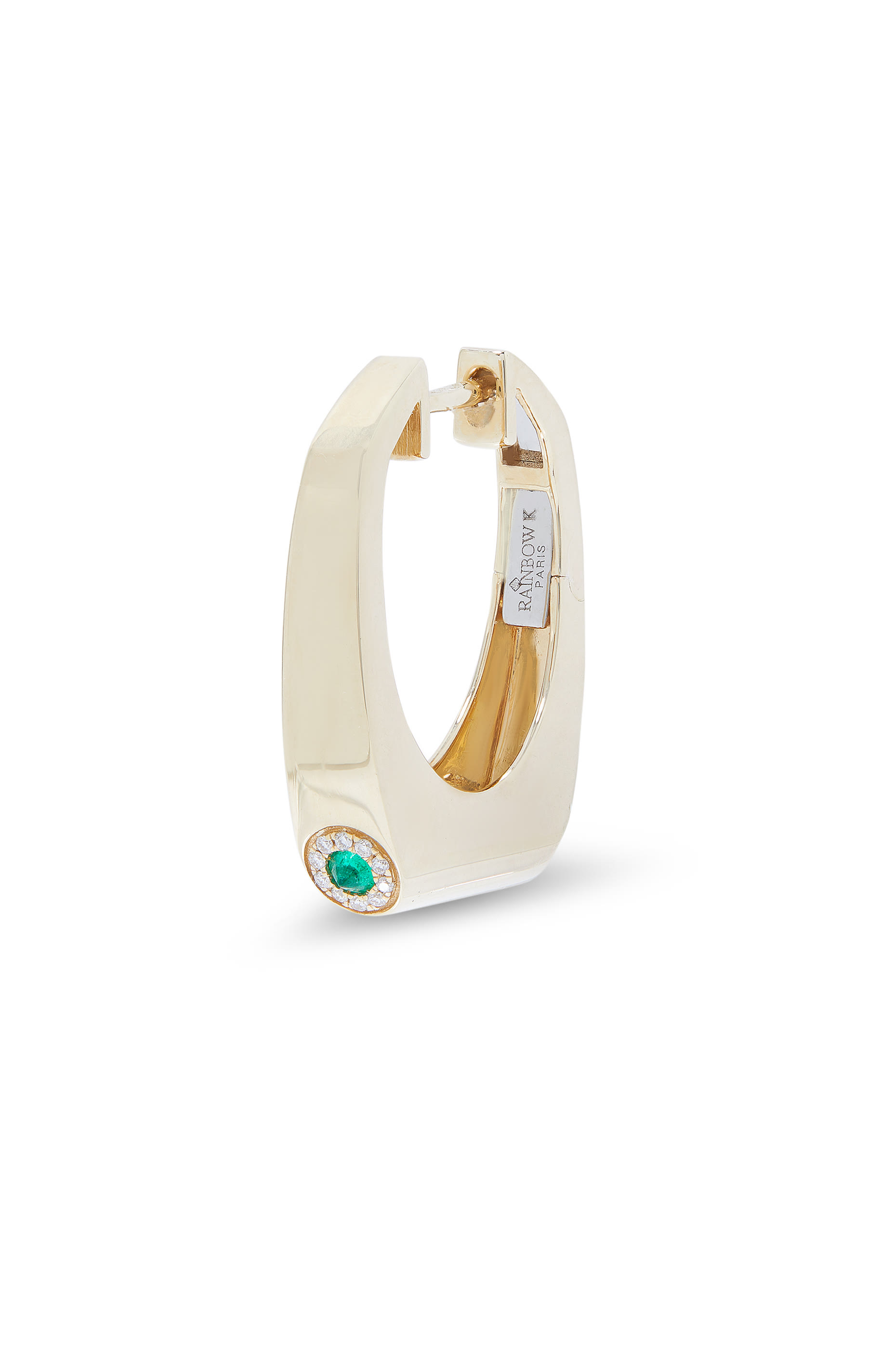 قرط واحد نانو غرايس مرصع بالماس والزمرد ذهب أصفر عيار 14