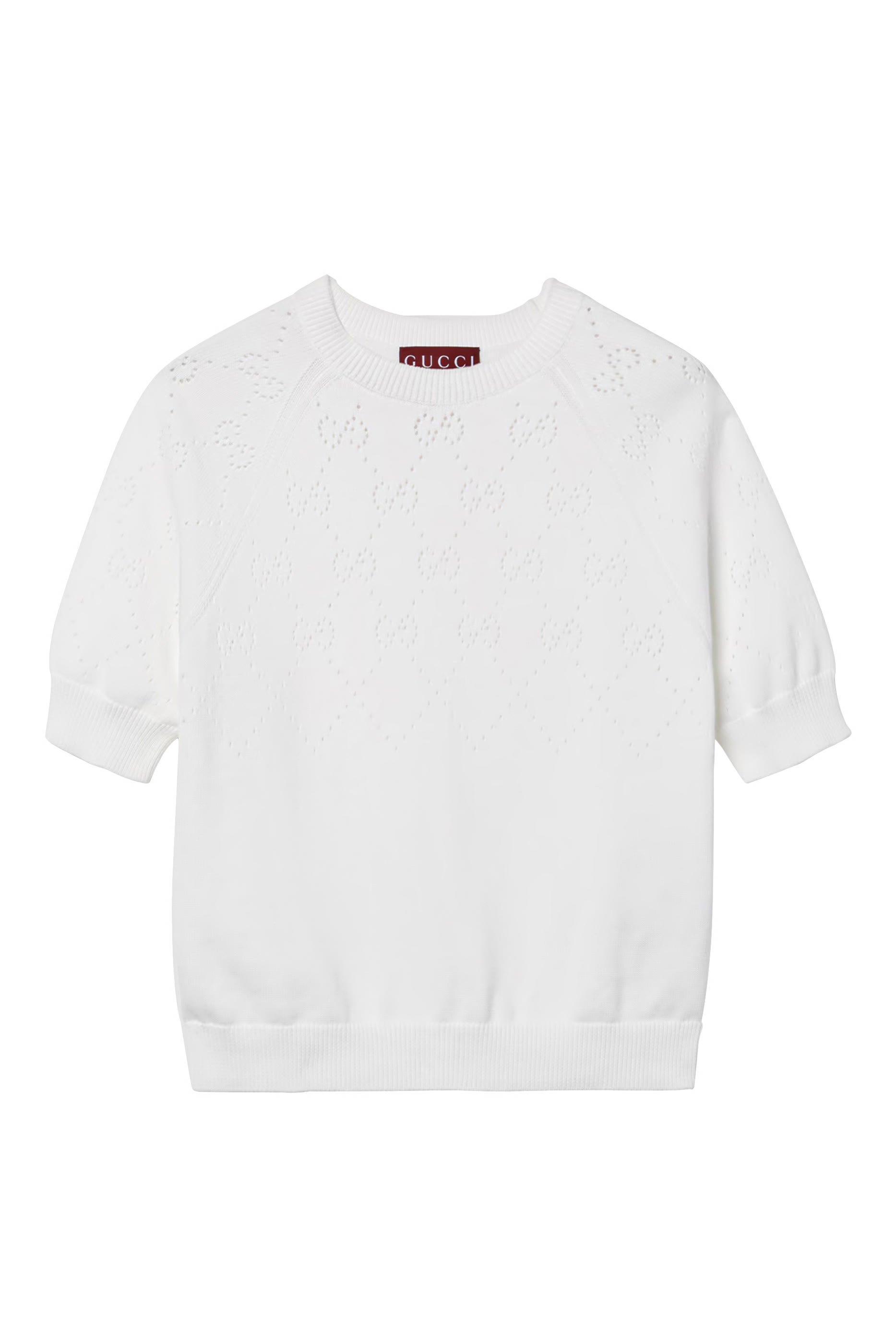 بلوزة بياقة ضيقة وشعار الماركة قطن