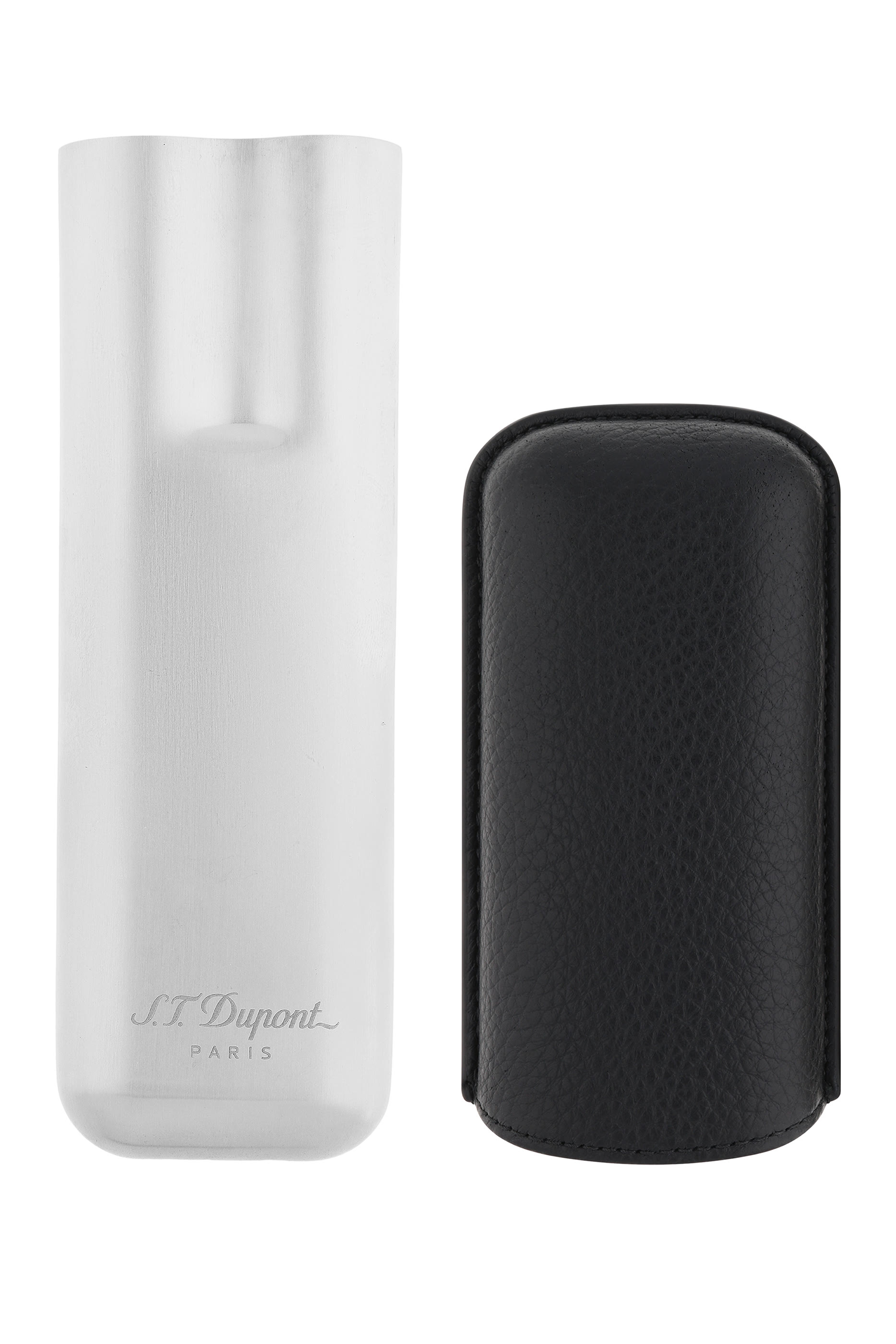 حافظة سيجار مزدوجة جلد بارز الملمس ومعدن