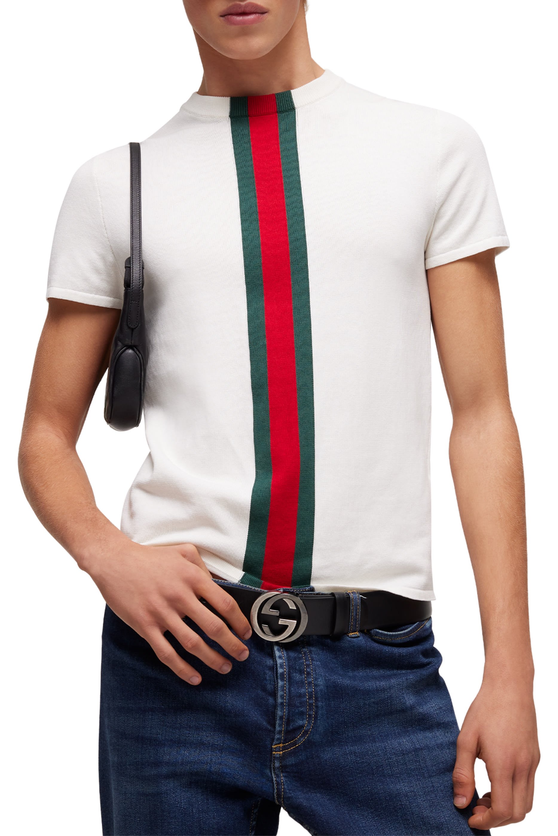 تيشيرت بشريط إنتارسيا نسيج قطن