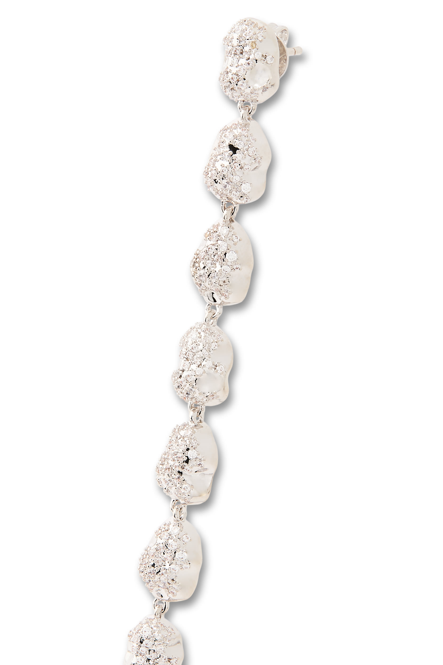 أقراط إيفا طويلة مرصعة بكريستال، فضة إسترلينية