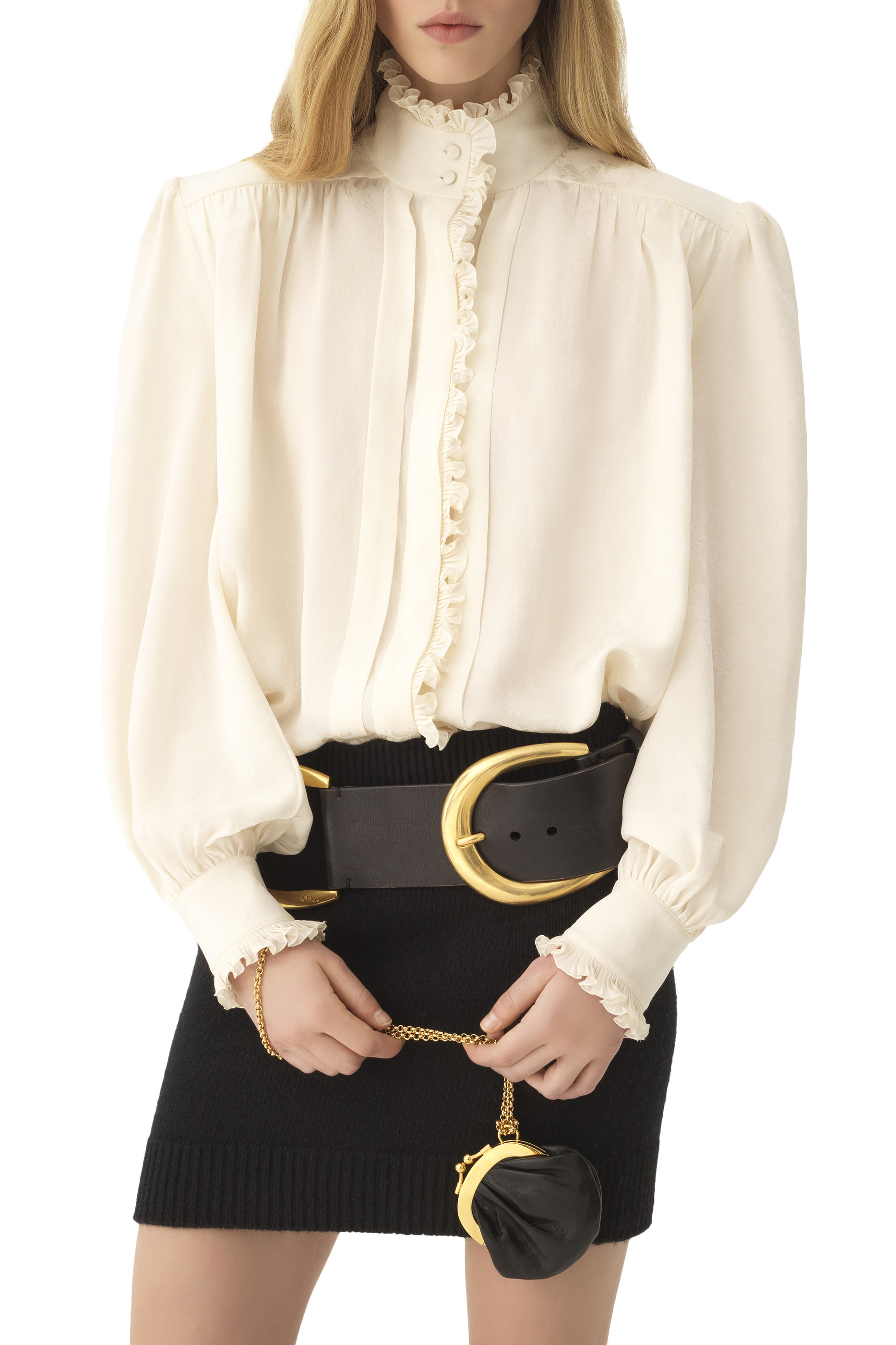 تنورة بقصة قصيرة ضيقة نسيج صوف وكشمير