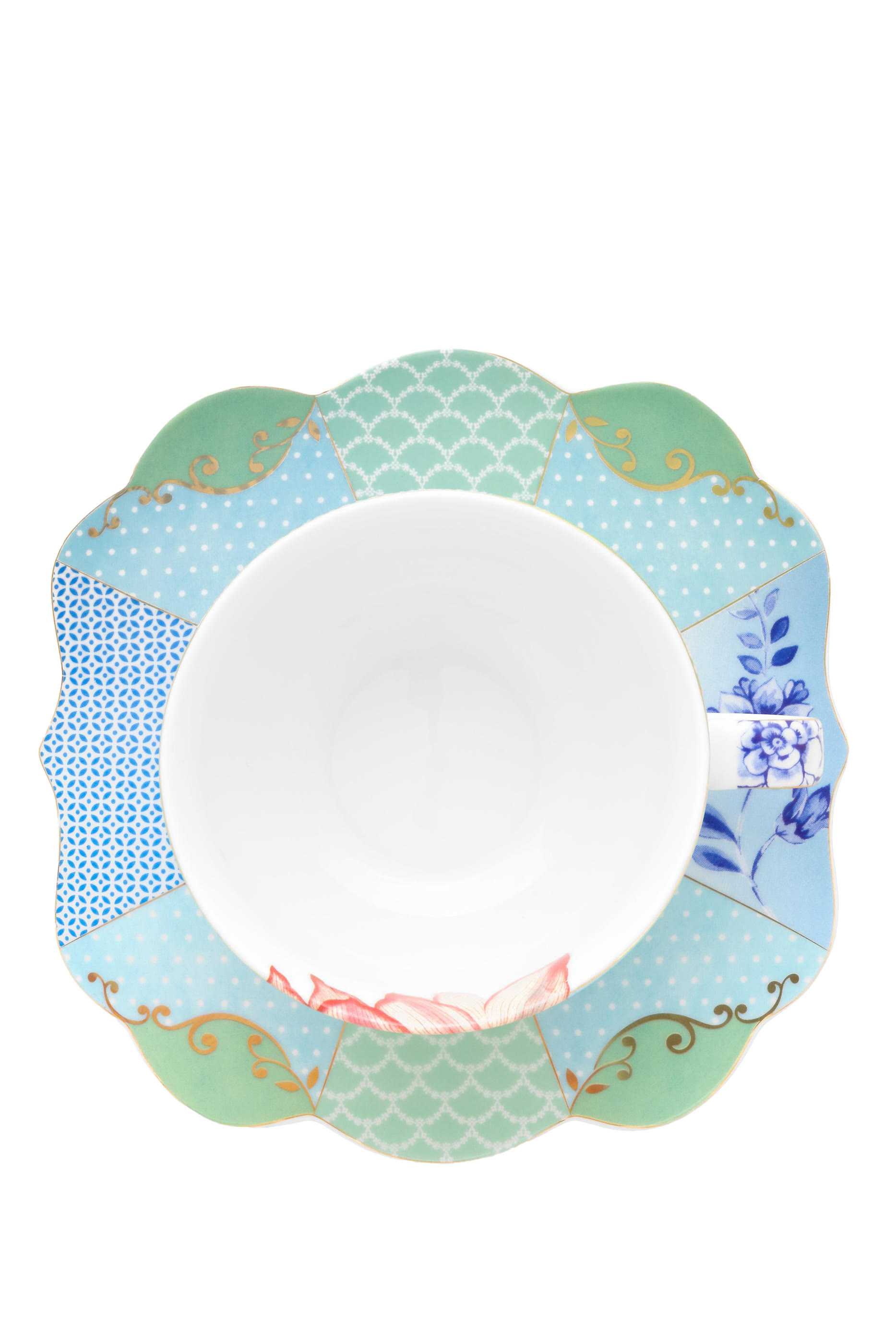 طبق وفنجان شاي رويال بنقشة زهور