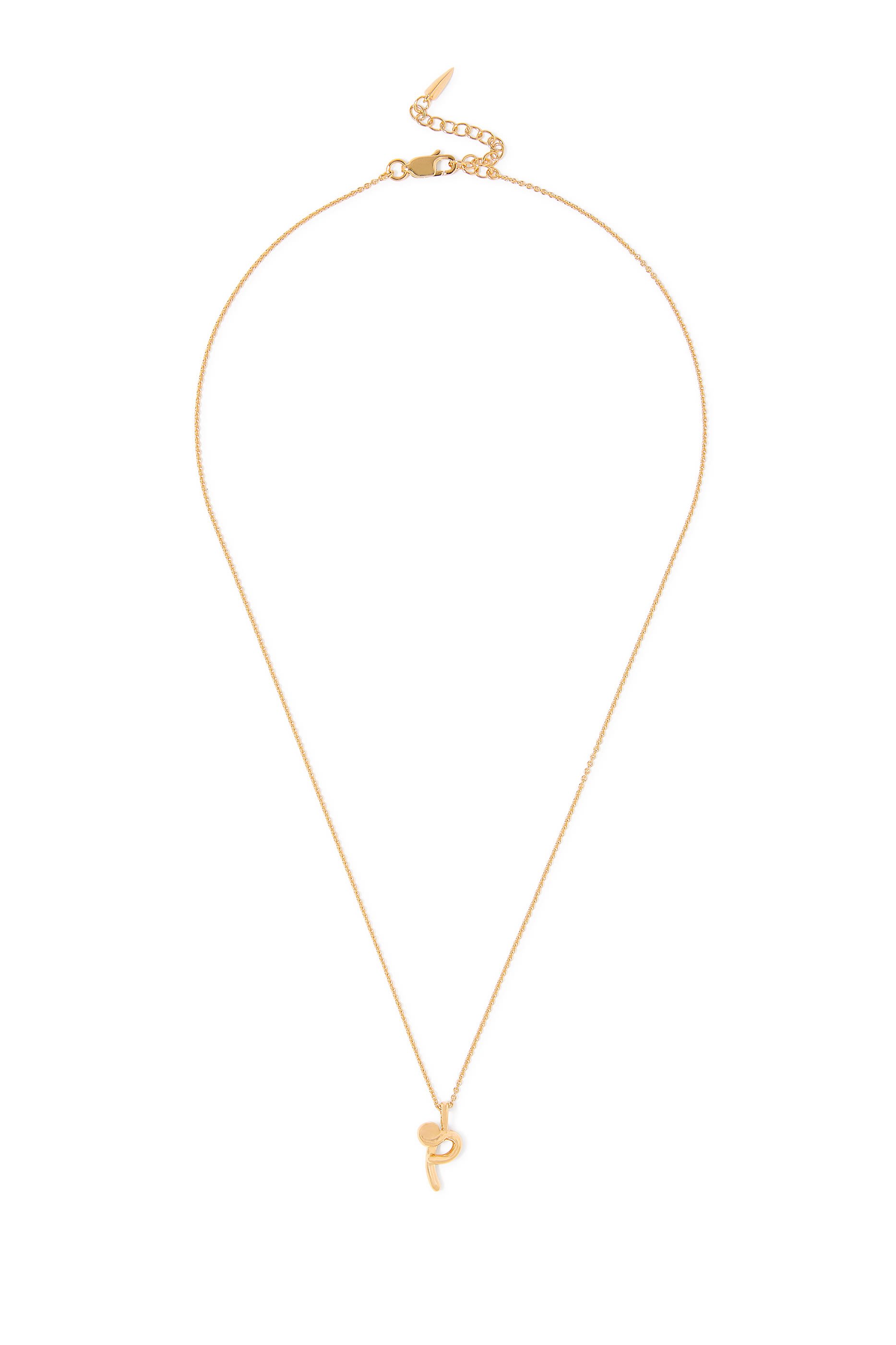 Curly Molten Mini Initial Necklace - P, 18K Recycled Gold Vermeil on Recycled Sterling Silver