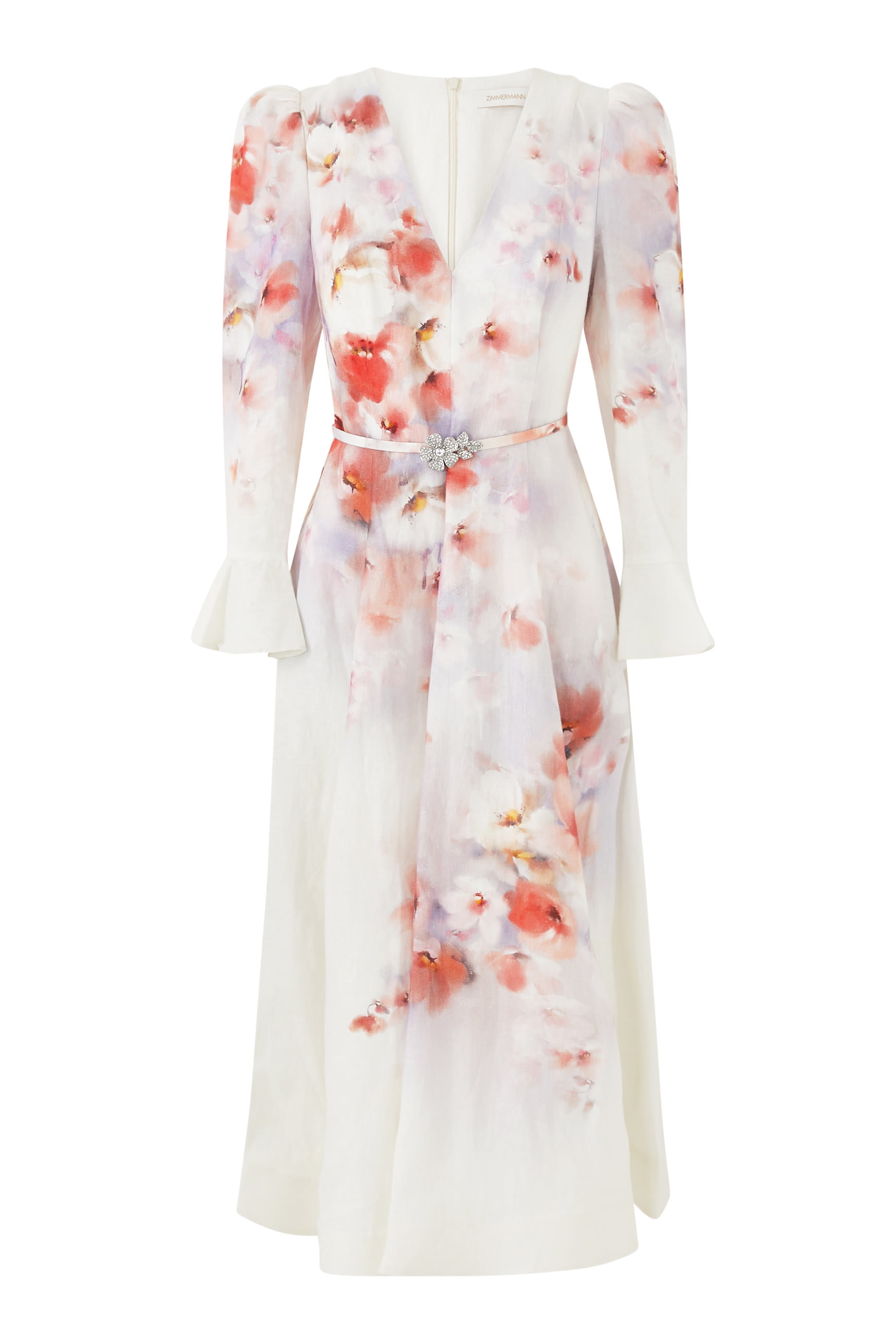 فستان كراش متوسط الطول بأكمام بكشكش