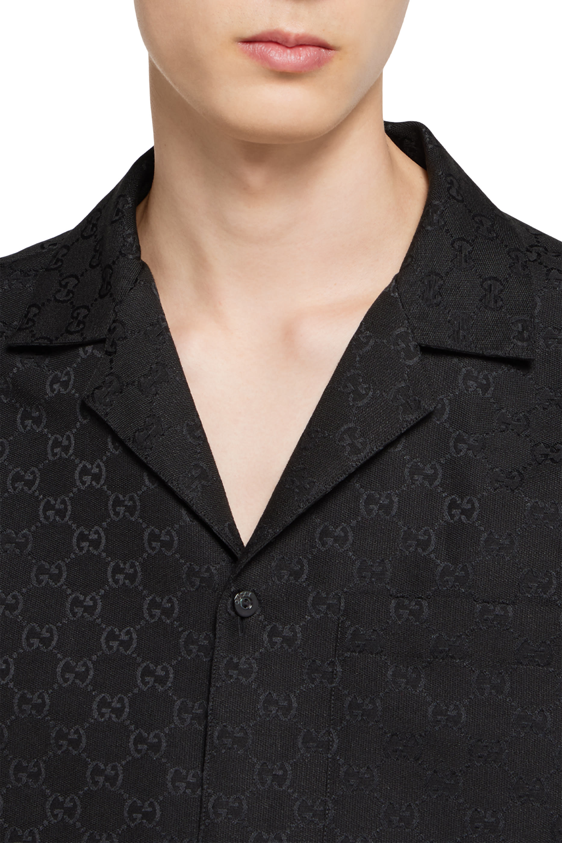 GG Canvas Linen Blend Bowling Shirt