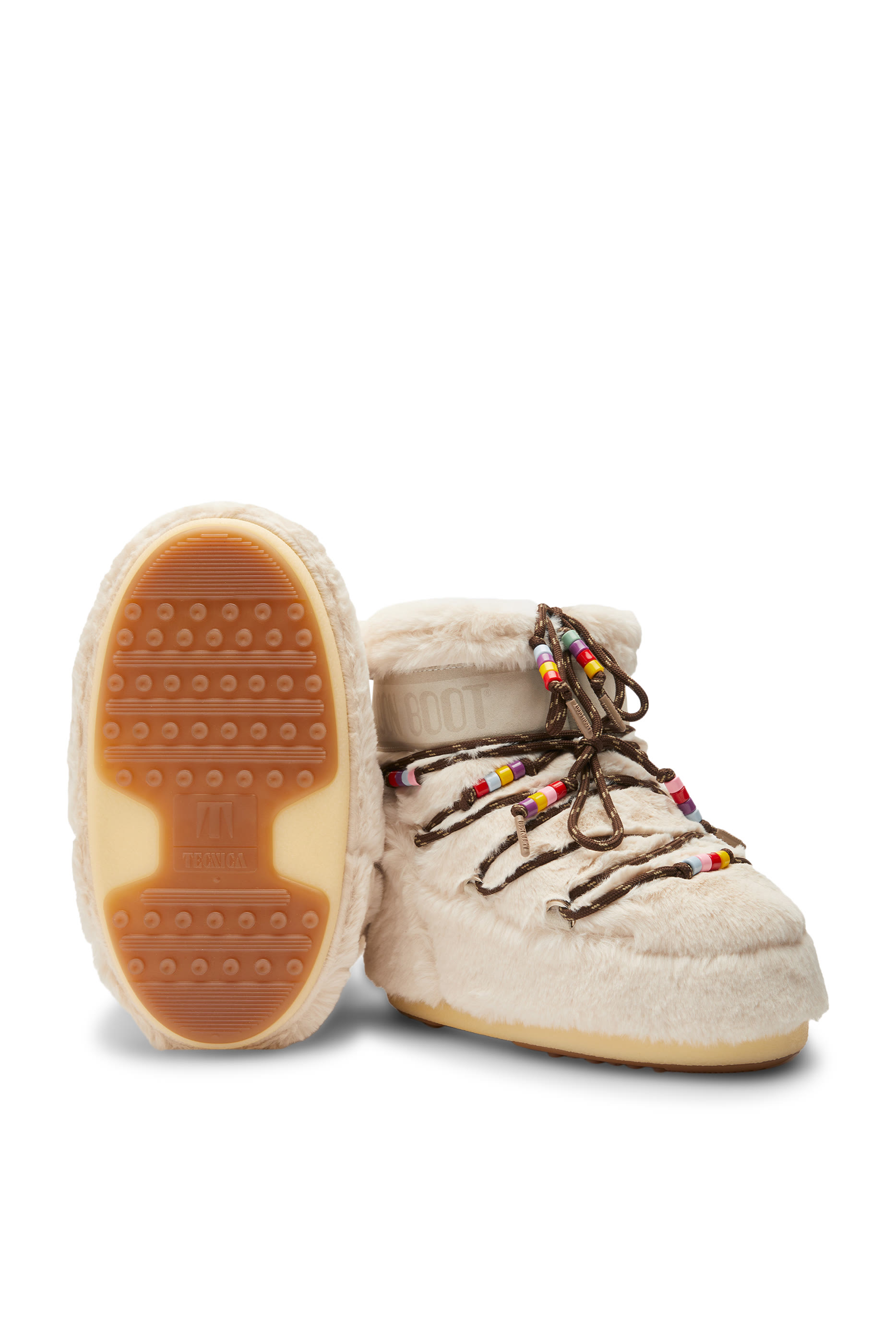 حذاء بوت ايكون بطول الكاحل فرو صناعي مزين بخرز