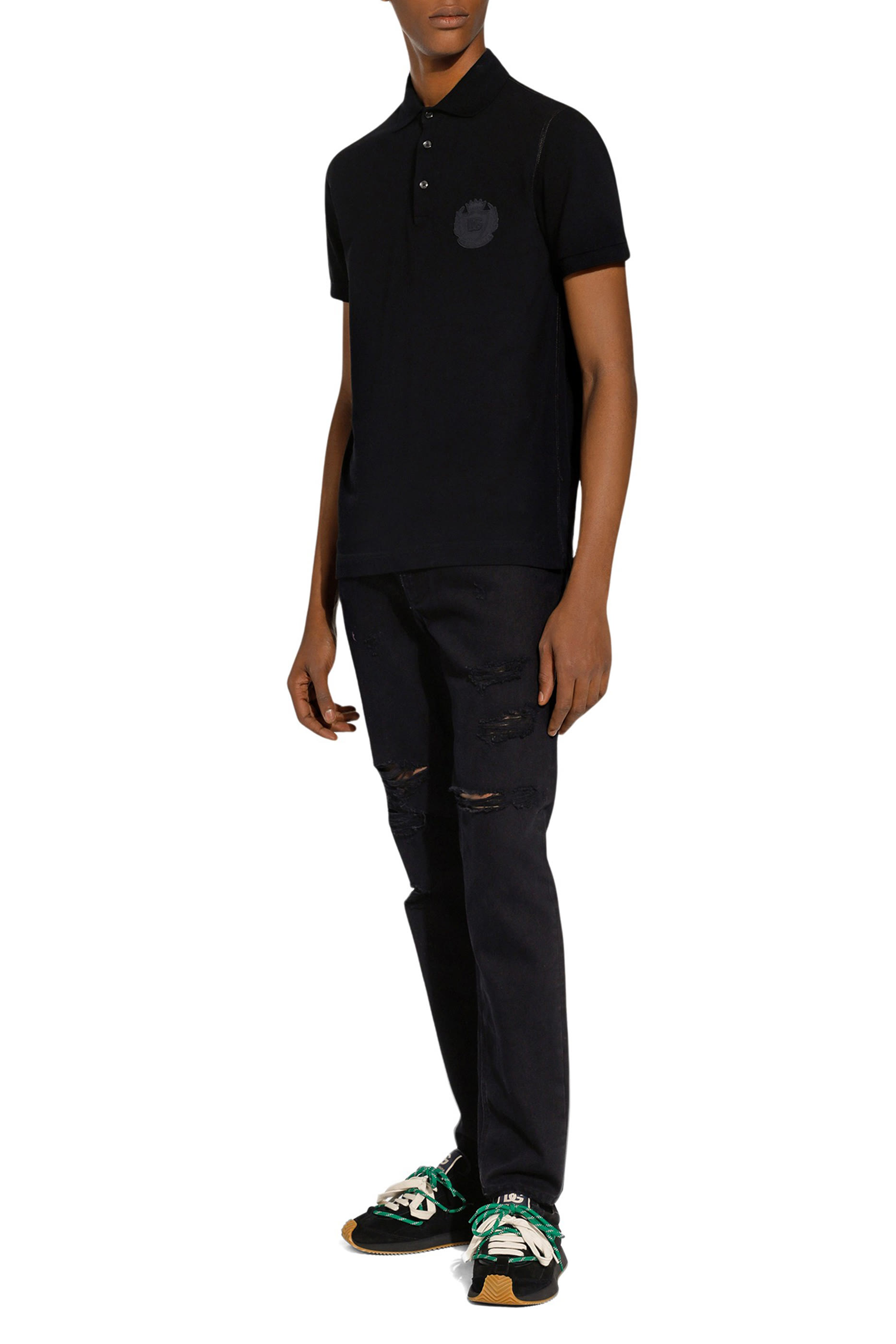 قميص بولو مطرز بشعار الماركة قطن