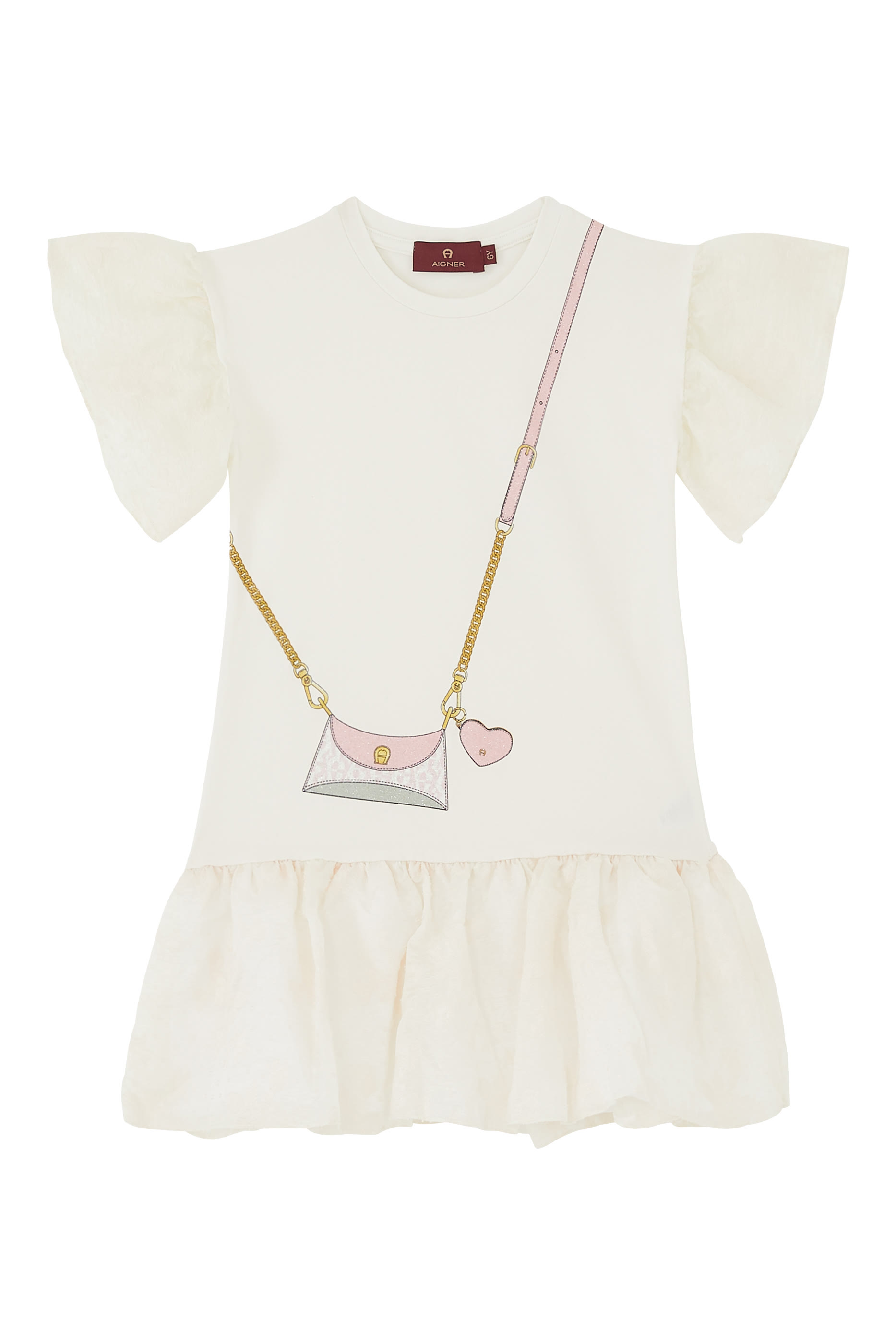 فستان بطبعات محفظة بكشكش للأطفال