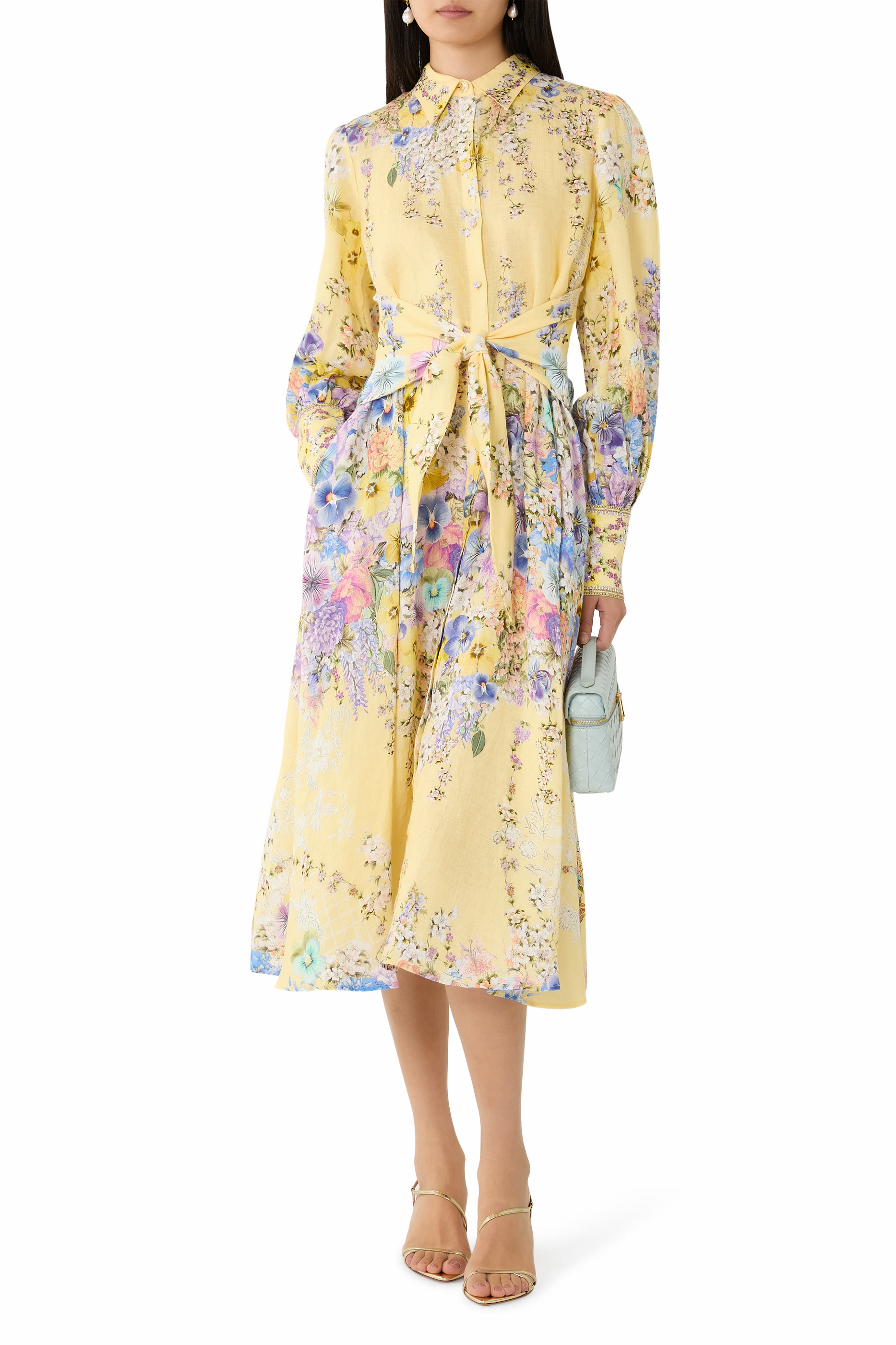 فستان بنمط قميص برباط عند الخصر