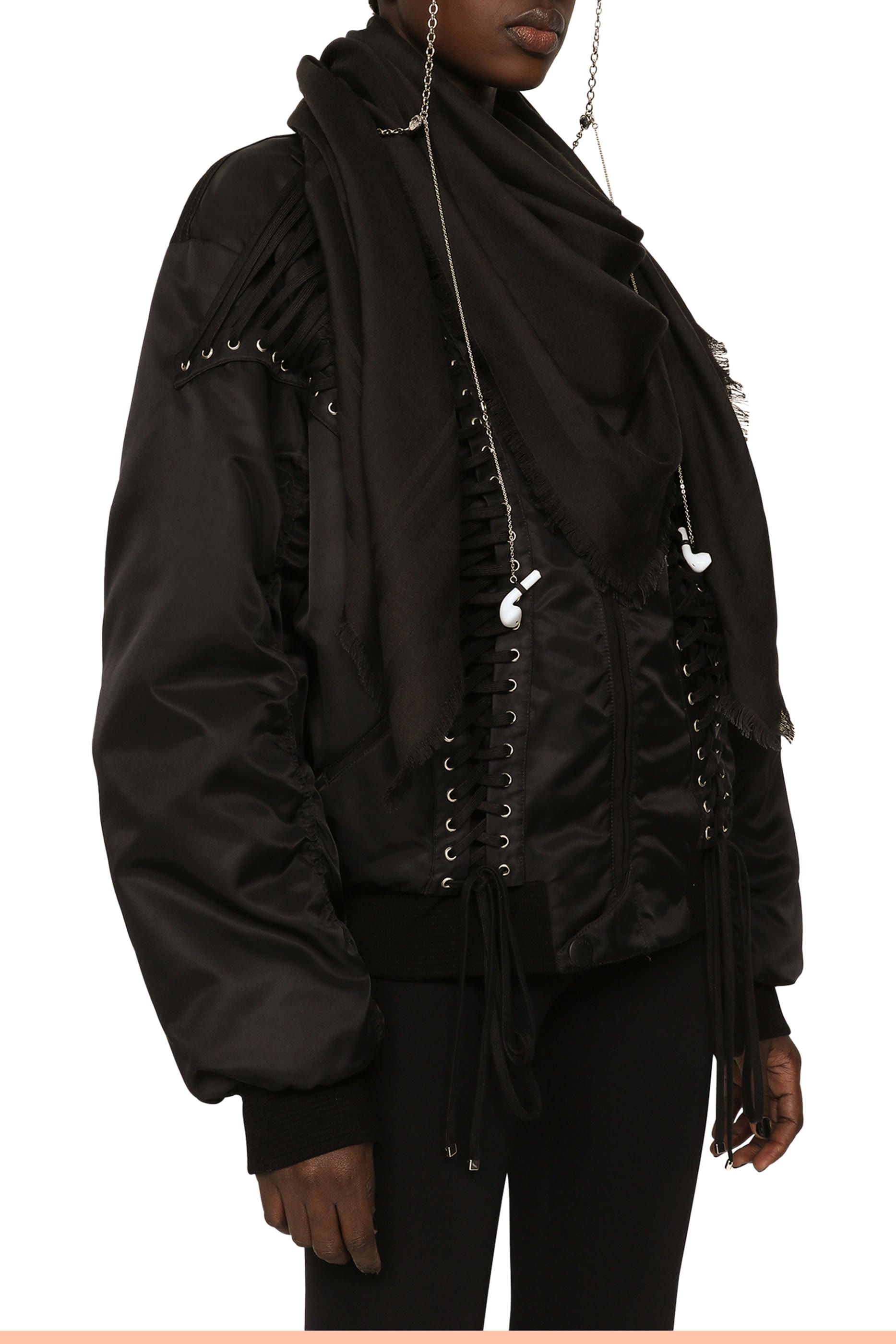 وشاح بتصميم مربع صوف وحرير