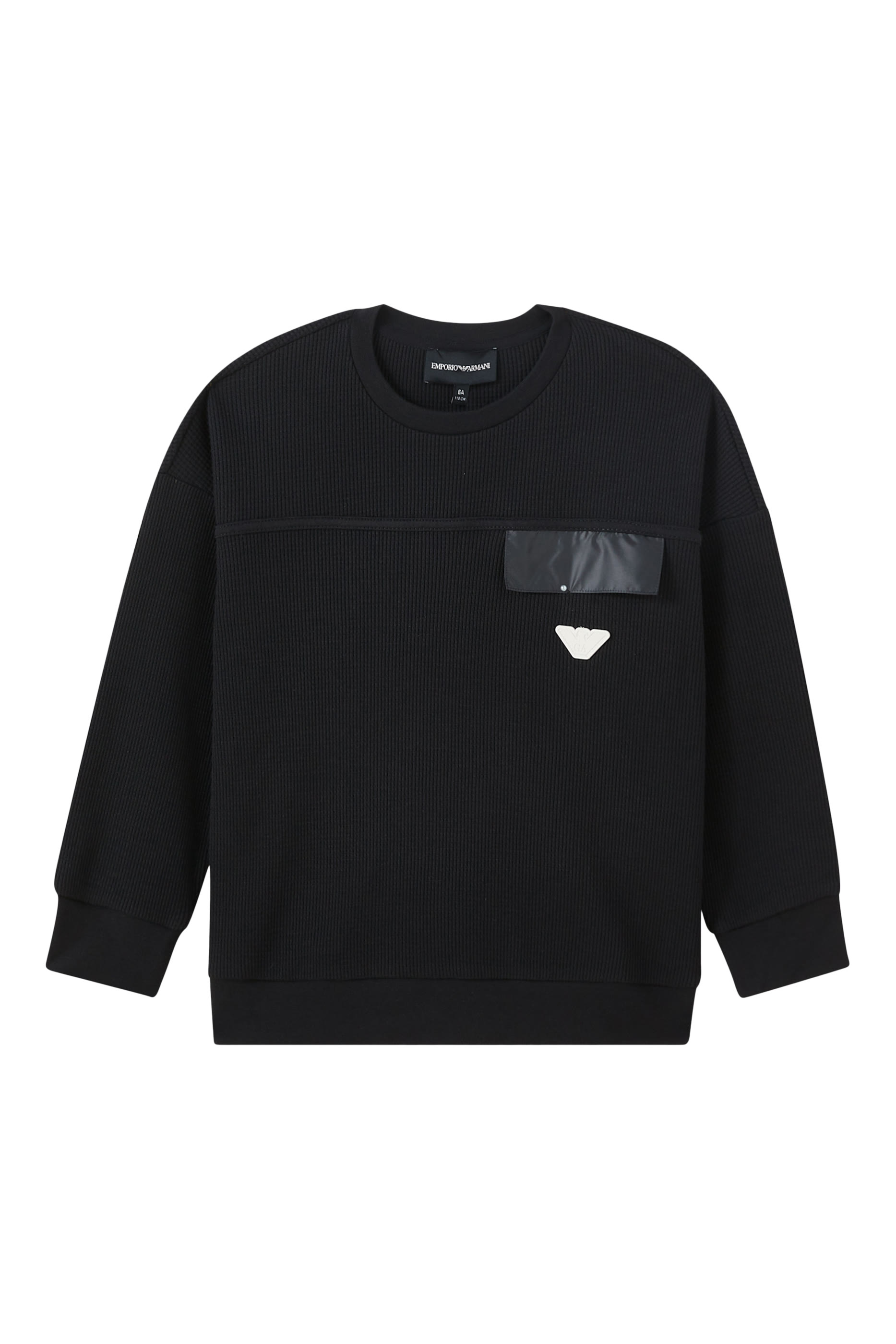 سويت شيرت بقماش متشابك ورقعة شعار الماركة للأطفال