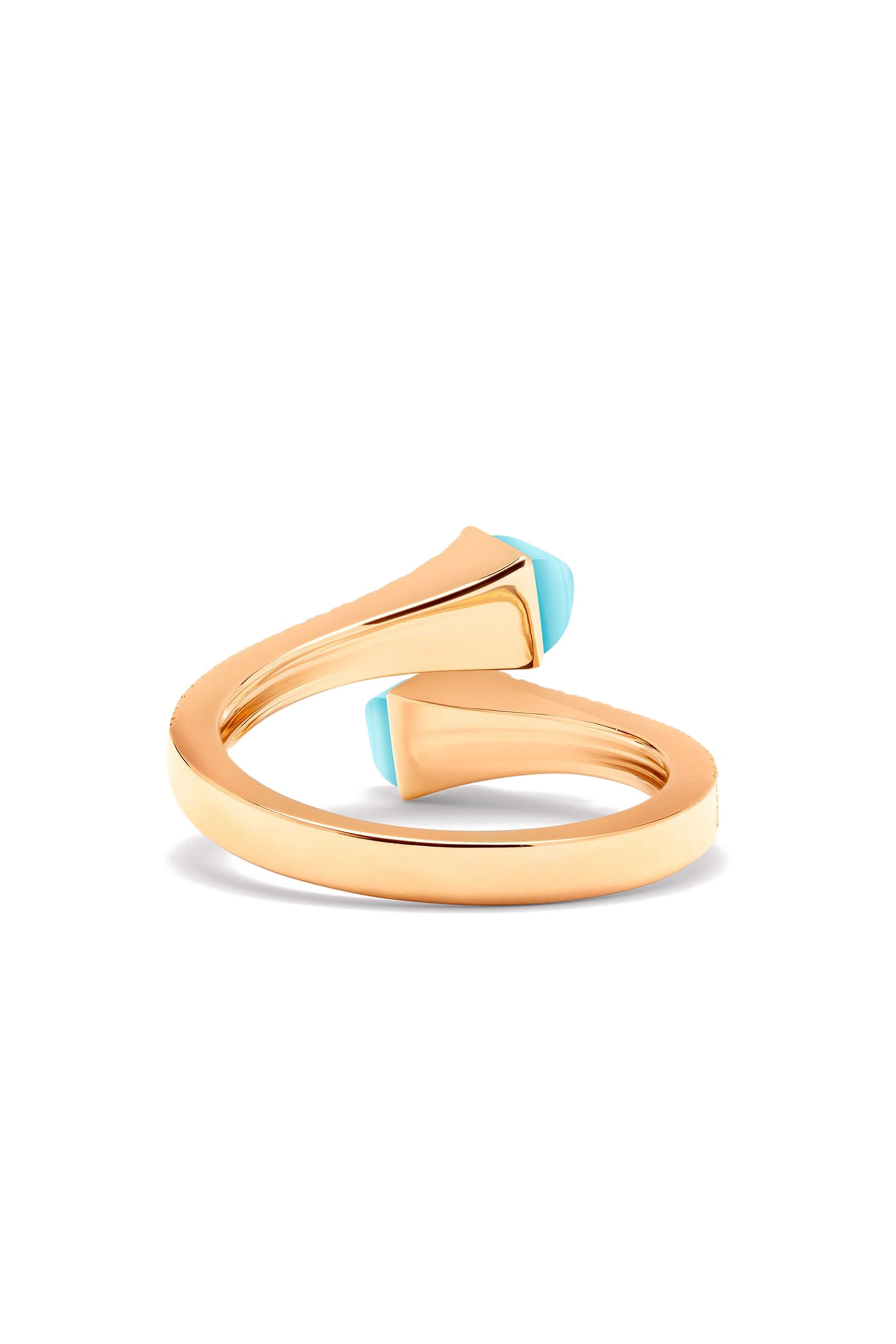 خاتم كليو رفيع مرصع بالماس والكالسيدوني أزرق ذهب وردي عيار 18