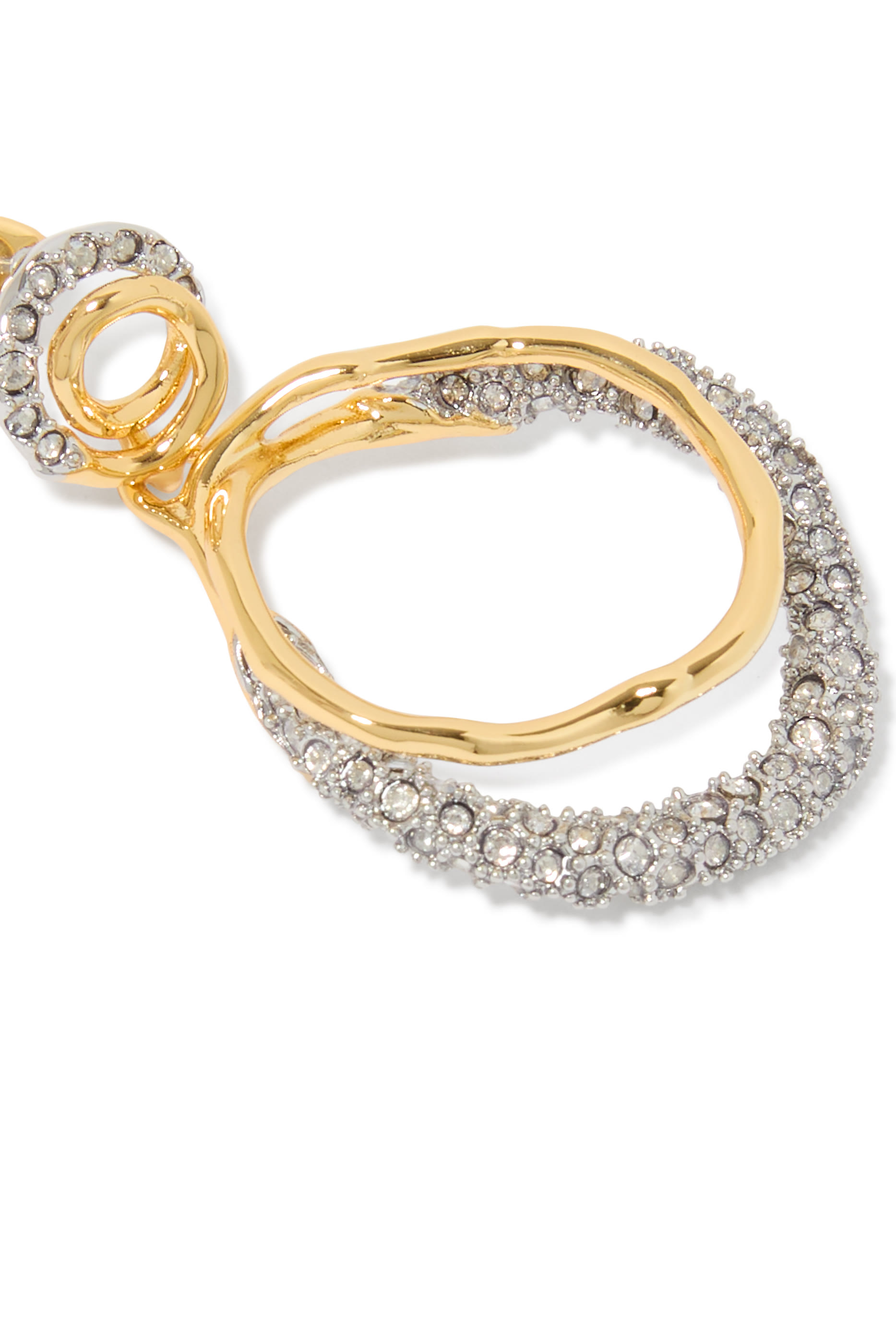 أقراط متدلية سولاناليس اوربيت مرصعة بالكريستال، نحاس مطلي بالذهب عيار 14 قيراطًا مع نحاس مطلي بلون الروديوم